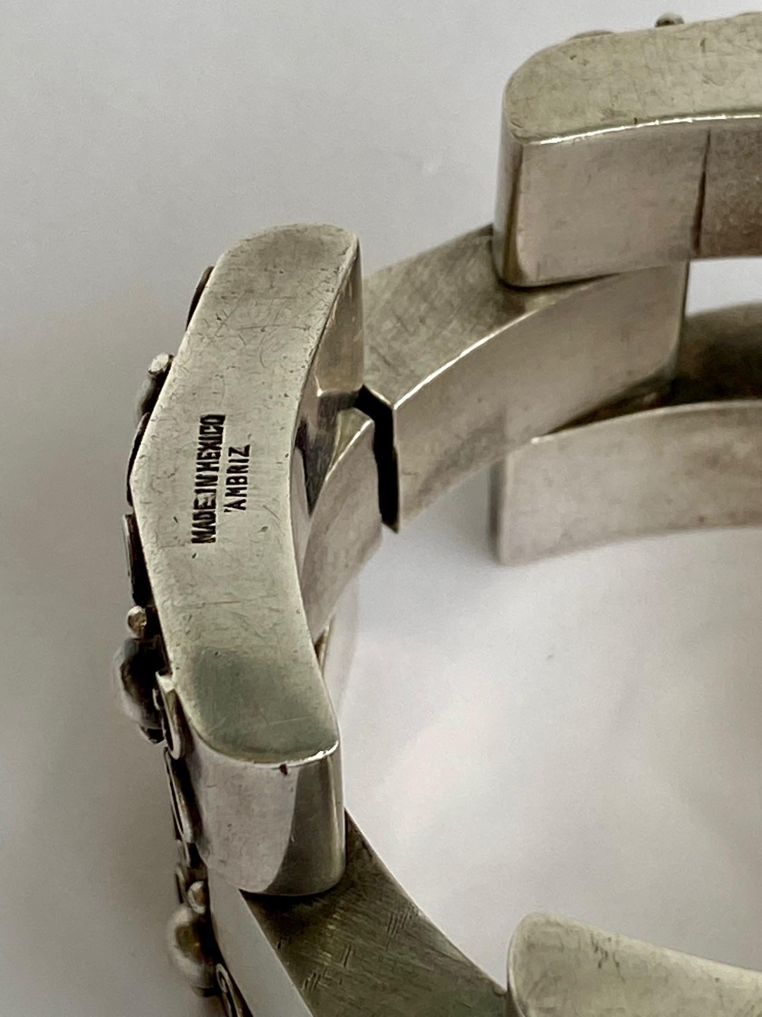 Large Ambriz Mexico Sterling Fred Davis 1940s Bracelet 1