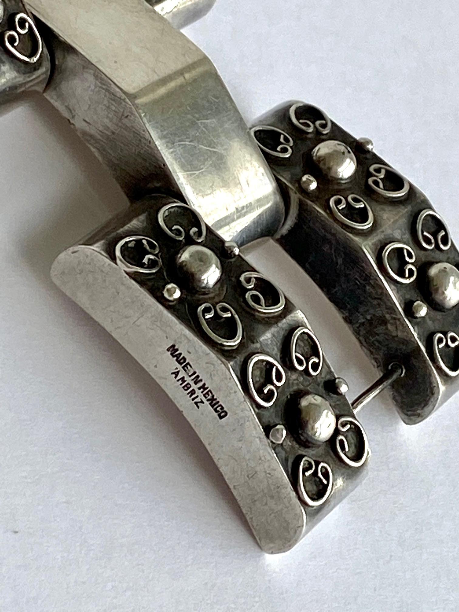Large Ambriz Mexico Sterling Fred Davis 1940s Bracelet 2
