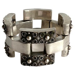 Large Ambriz Mexico Sterling Fred Davis 1940s Bracelet