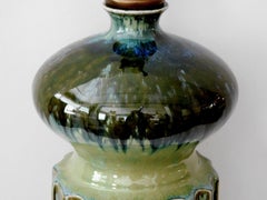 Large American 1960s Apple-Green Glazed Ceramic Ovoid-Form Lamp