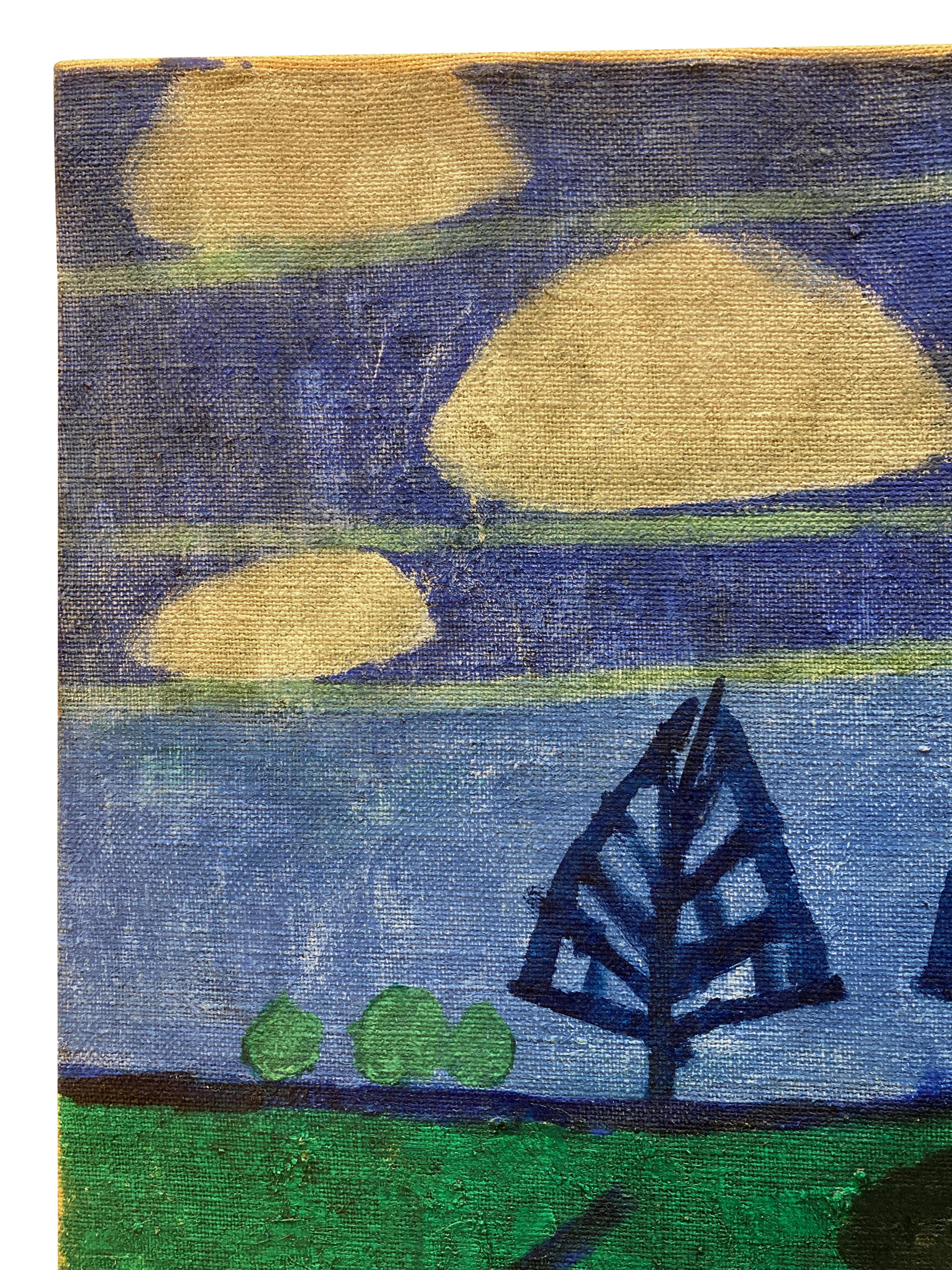 Große amerikanische abstrakte Öl auf Leinwand von Donald Taitt (Moderne der Mitte des Jahrhunderts) im Angebot