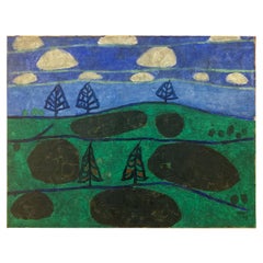 Grande olio astratto americano su tela di Donald Taitt