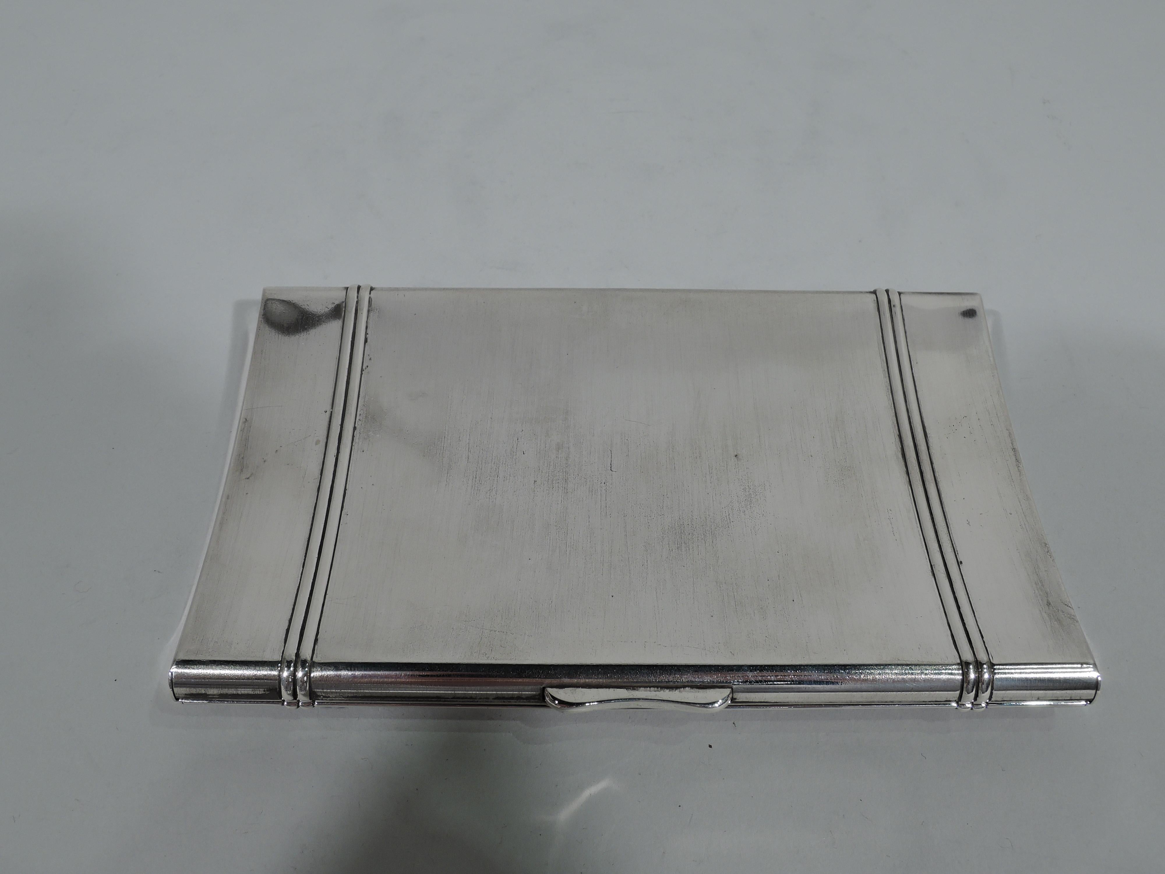 Large American Art Deco Modern Sterling Silver Case In Excellent Condition In New York, NY