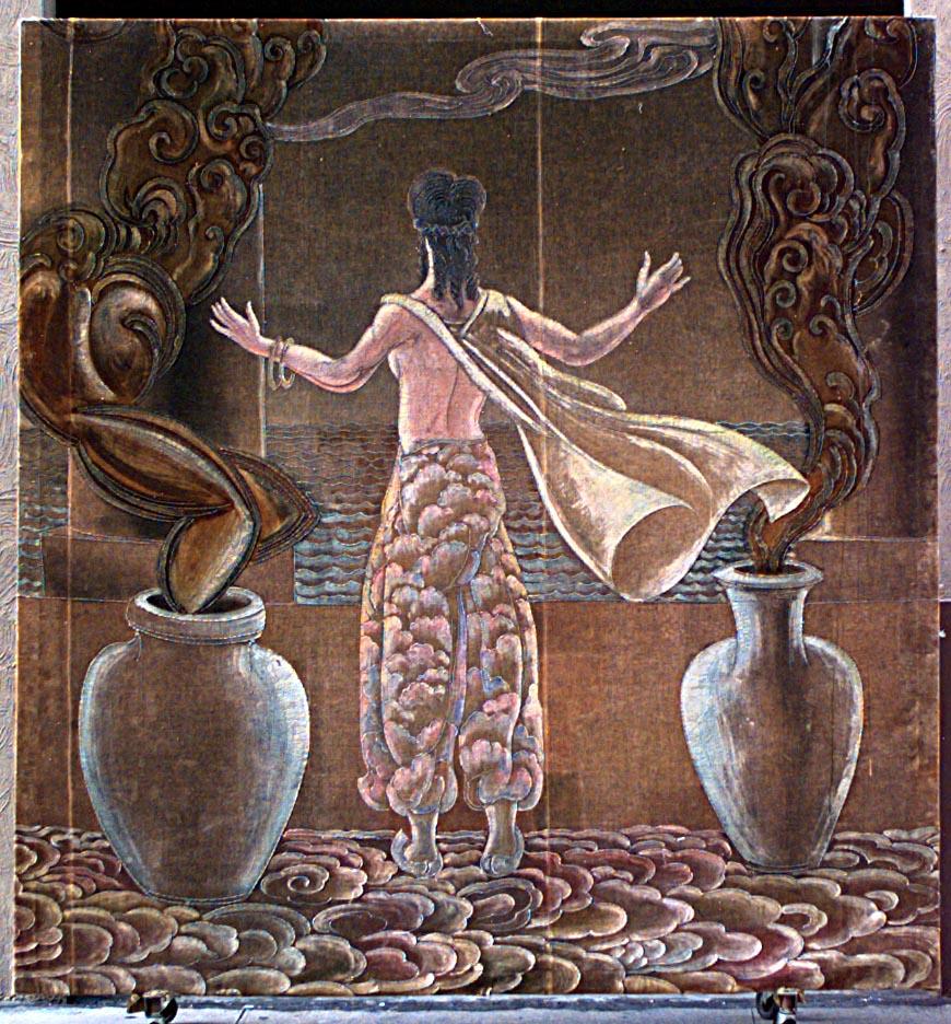 Persische Dame, Wandbehang aus Samt im Art déco-Stil (Gemalt) im Angebot