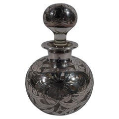 Large American Art Nouveau Silver Overlay Cologne Bottle