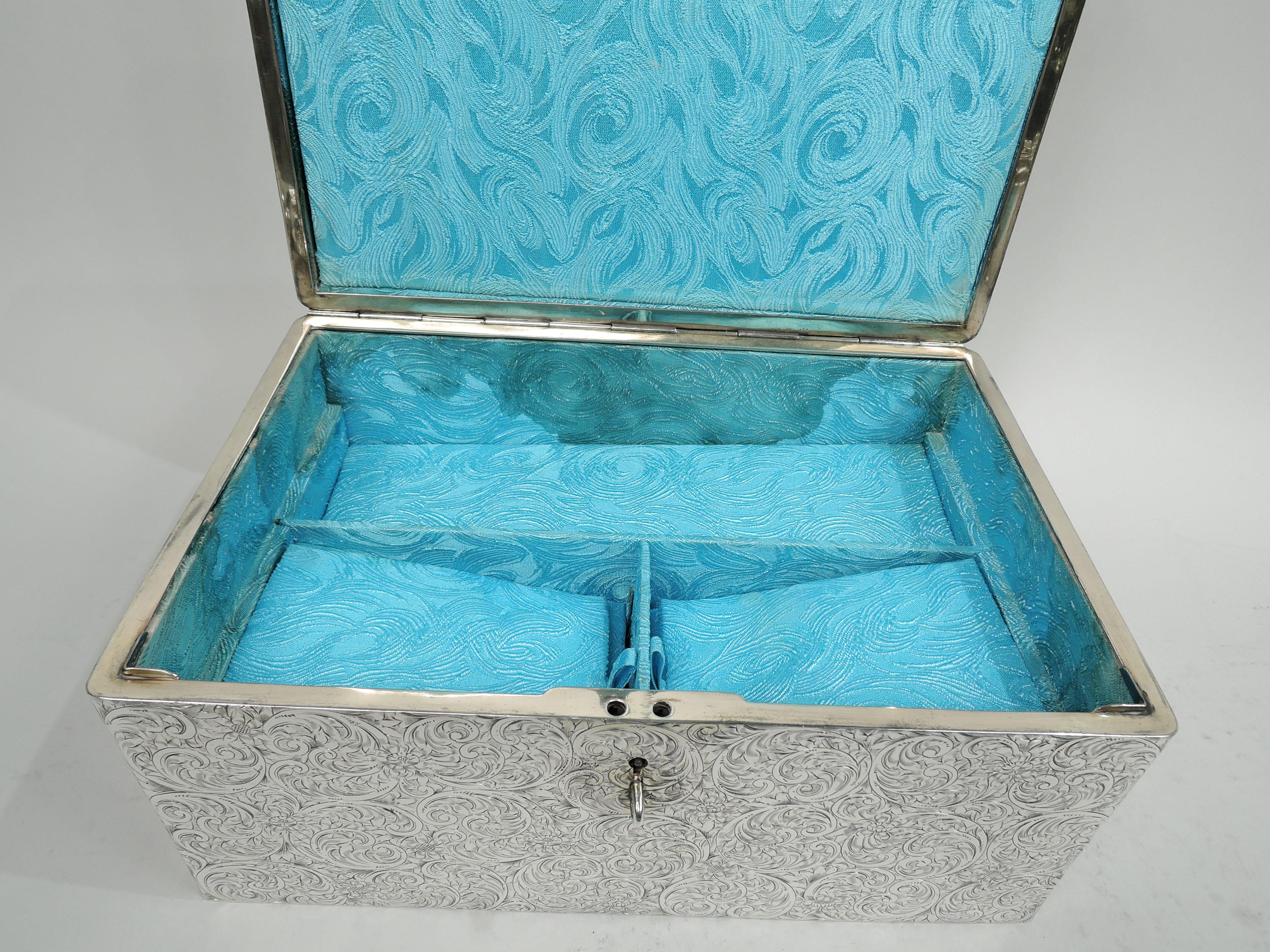 Large American Art Nouveau Sterling Silver Jewel Casket For Sale 7