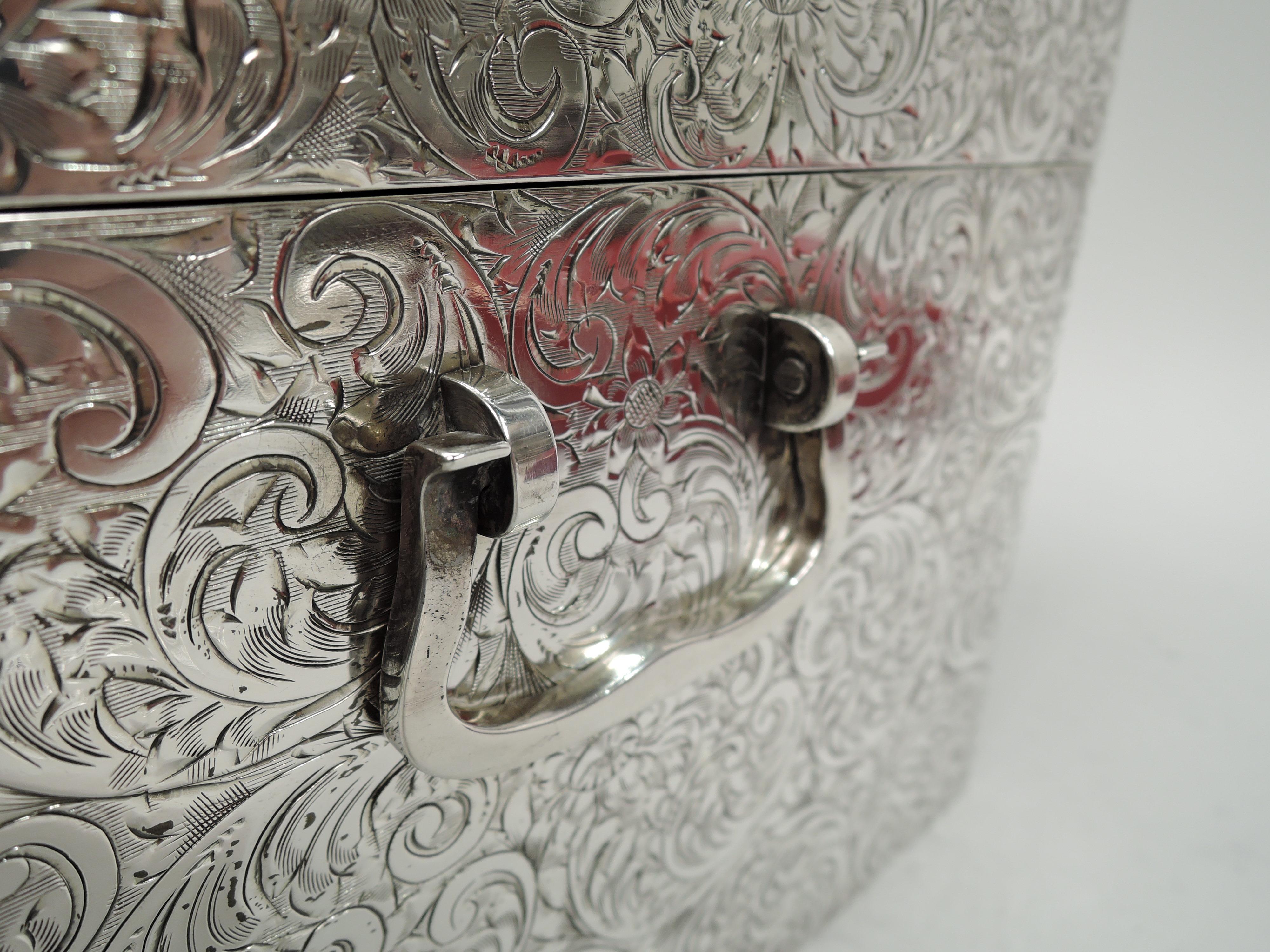 Large American Art Nouveau Sterling Silver Jewel Casket For Sale 3