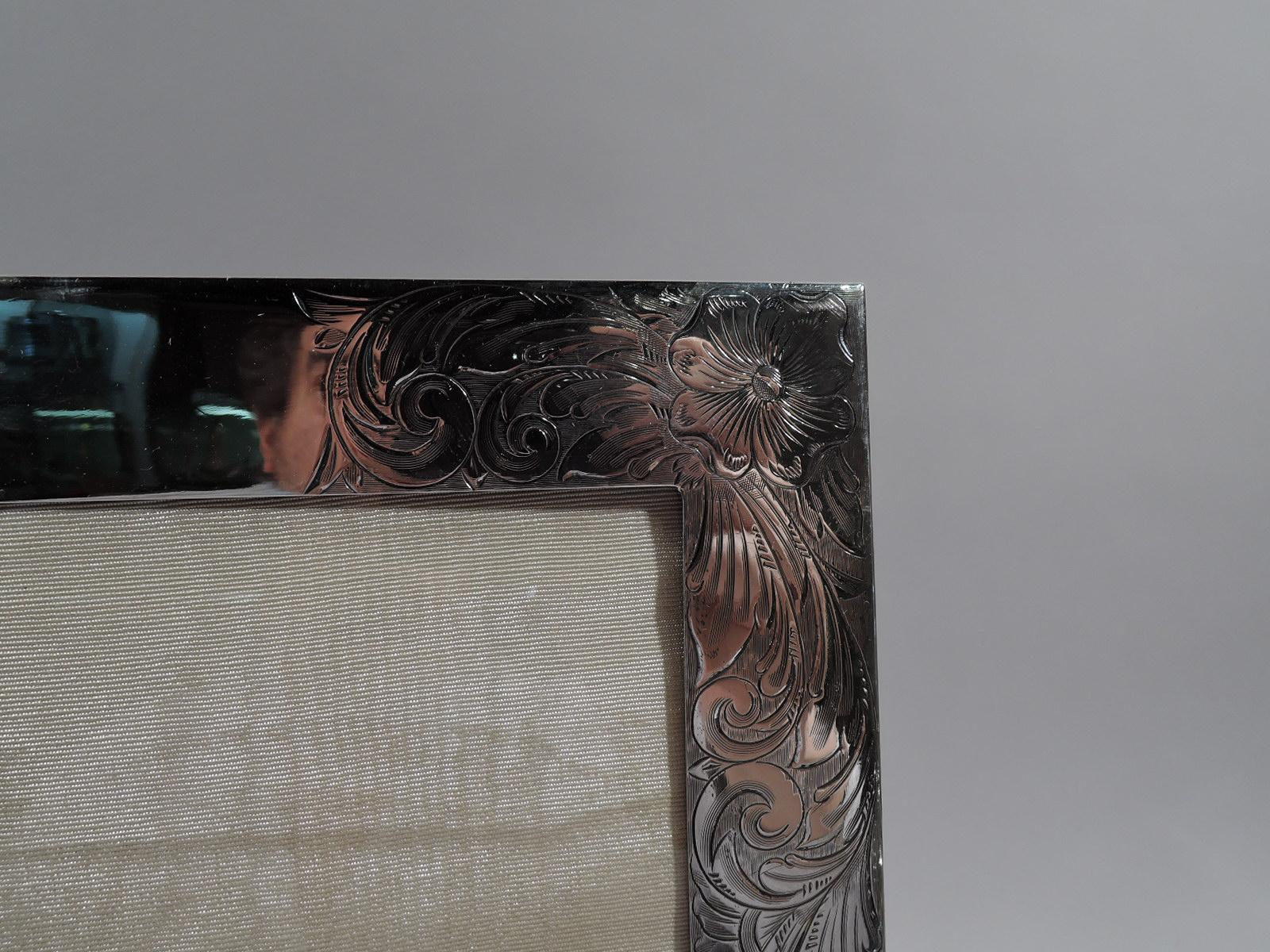 20th Century Large American Art Nouveau Sterling Silver Picture Frame For Sale