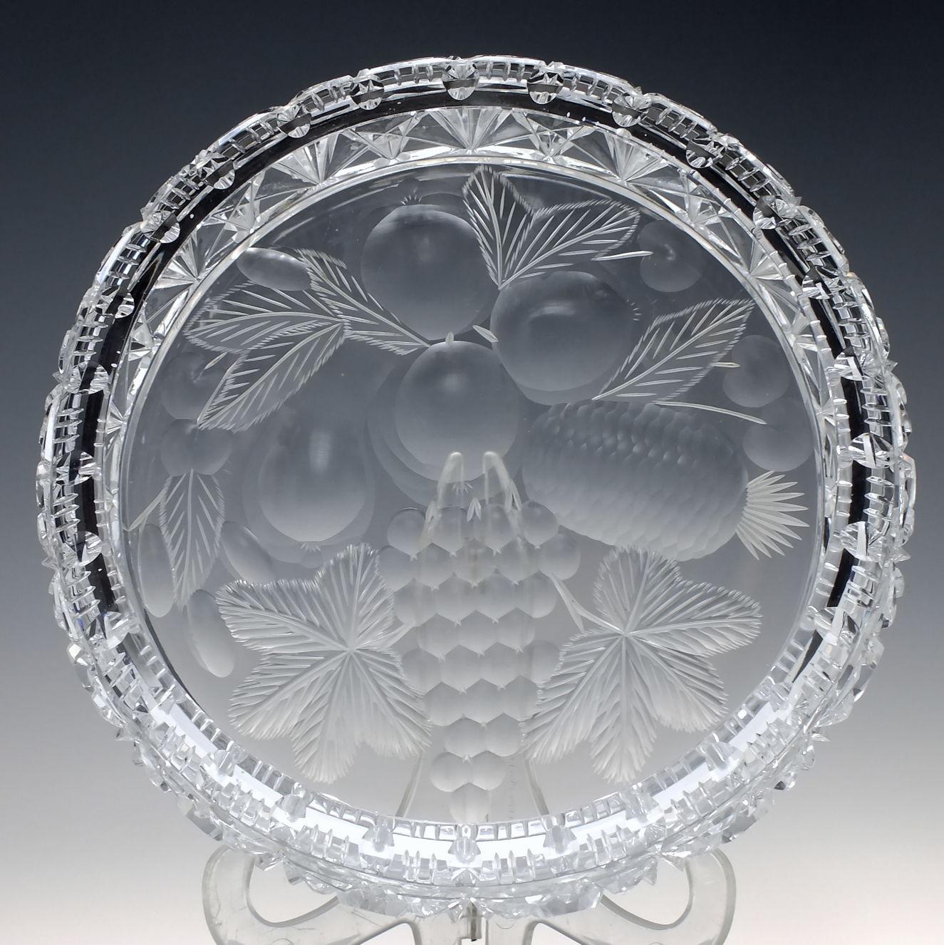 Large American Brilliant Crystal Fruit Bowl by Tuthill In Good Condition For Sale In Whitburn, GB