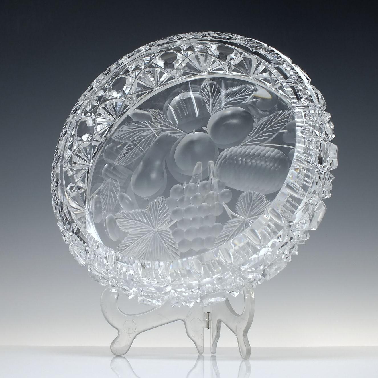 Late 19th Century Large American Brilliant Crystal Fruit Bowl by Tuthill For Sale