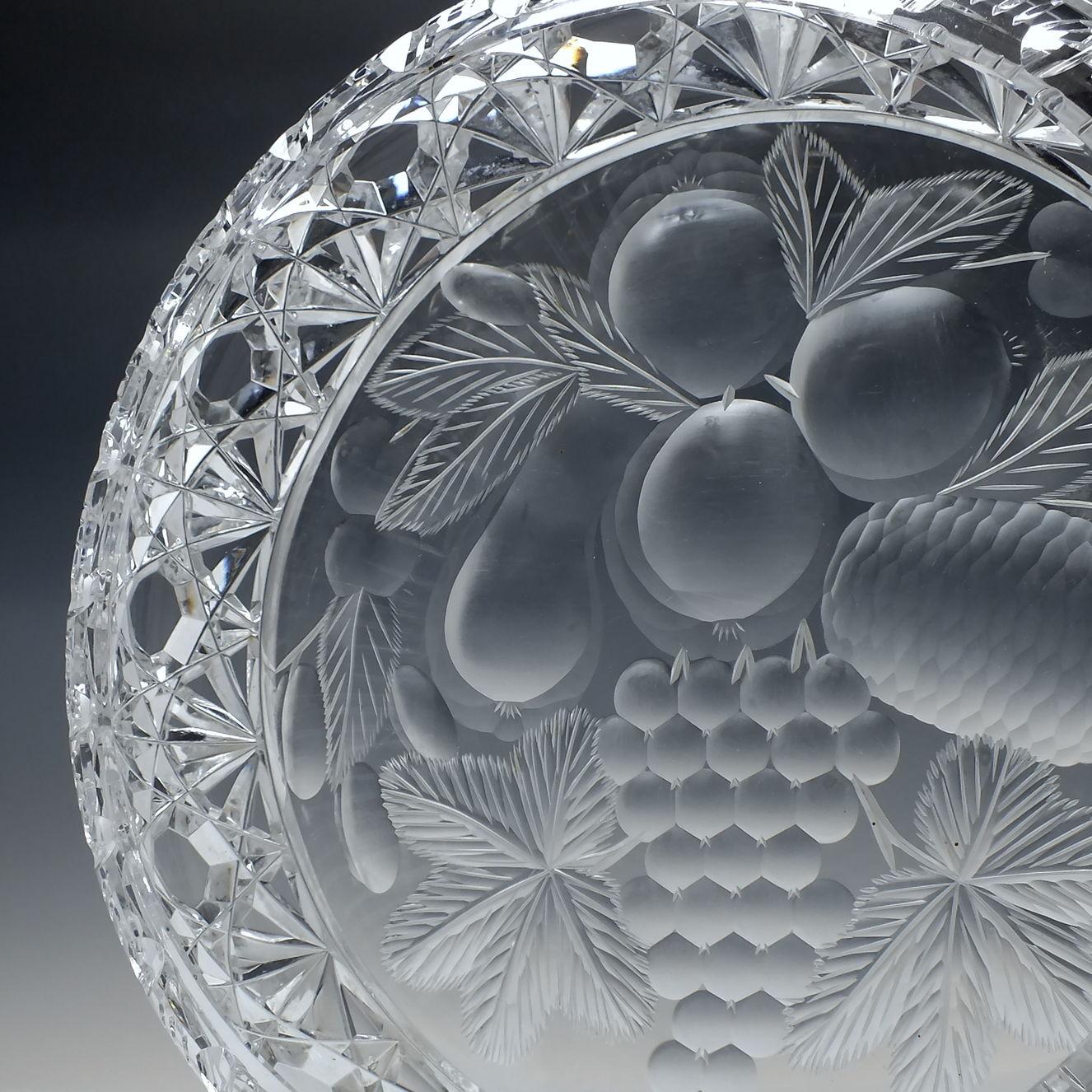 Late 19th Century Large American Brilliant Crystal Fruit Bowl by Tuthill For Sale