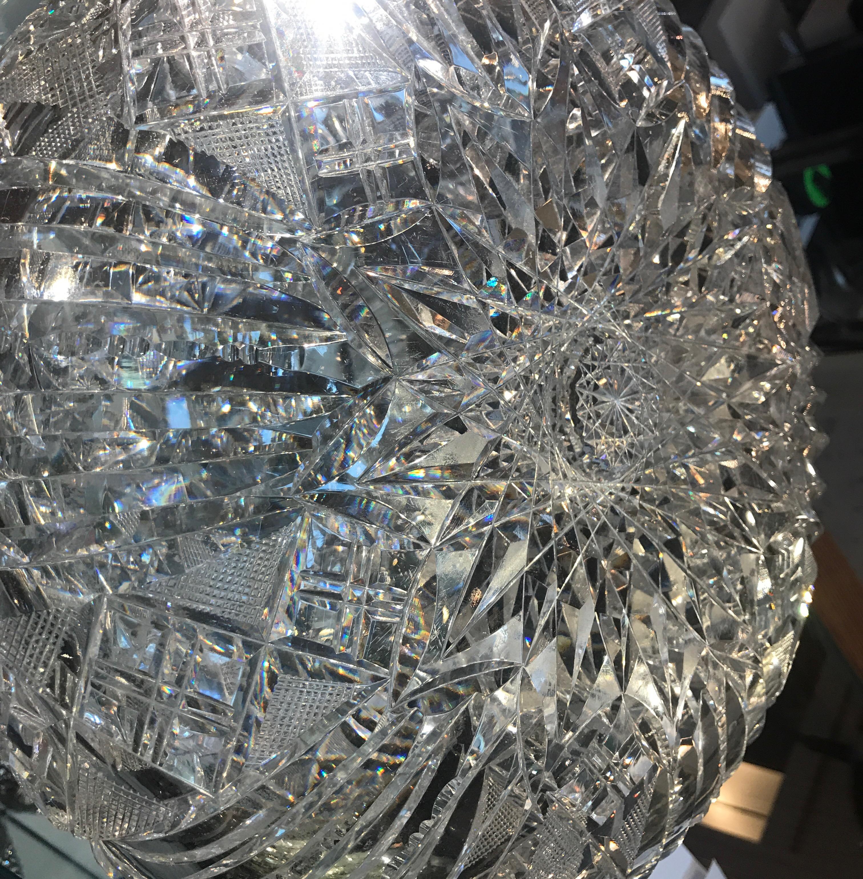 Große amerikanische Rosenvase aus Brillantschliffglas Schale 4