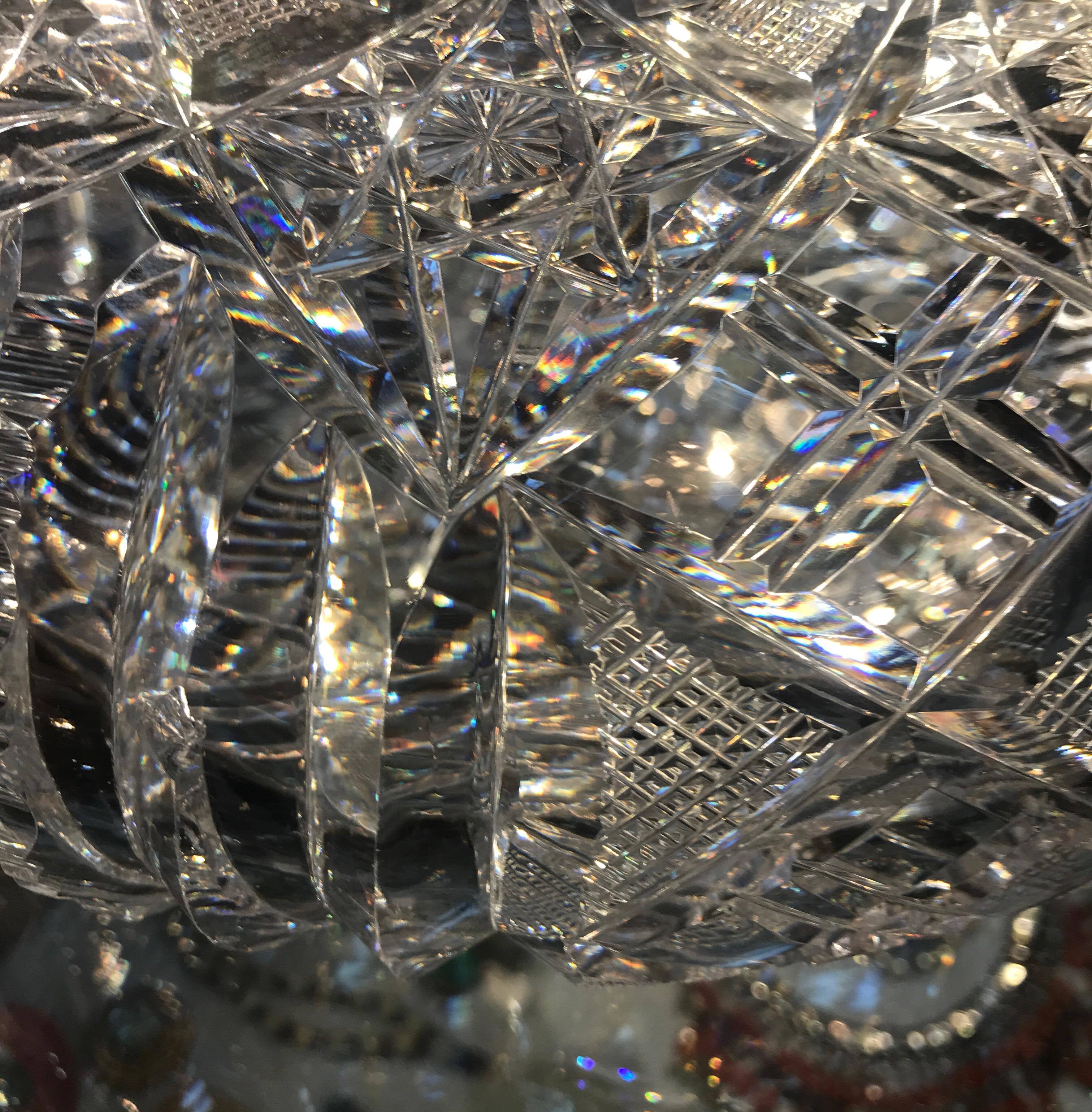 Late 19th Century Large American Brilliant Cut Glass Rose Vase Bowl