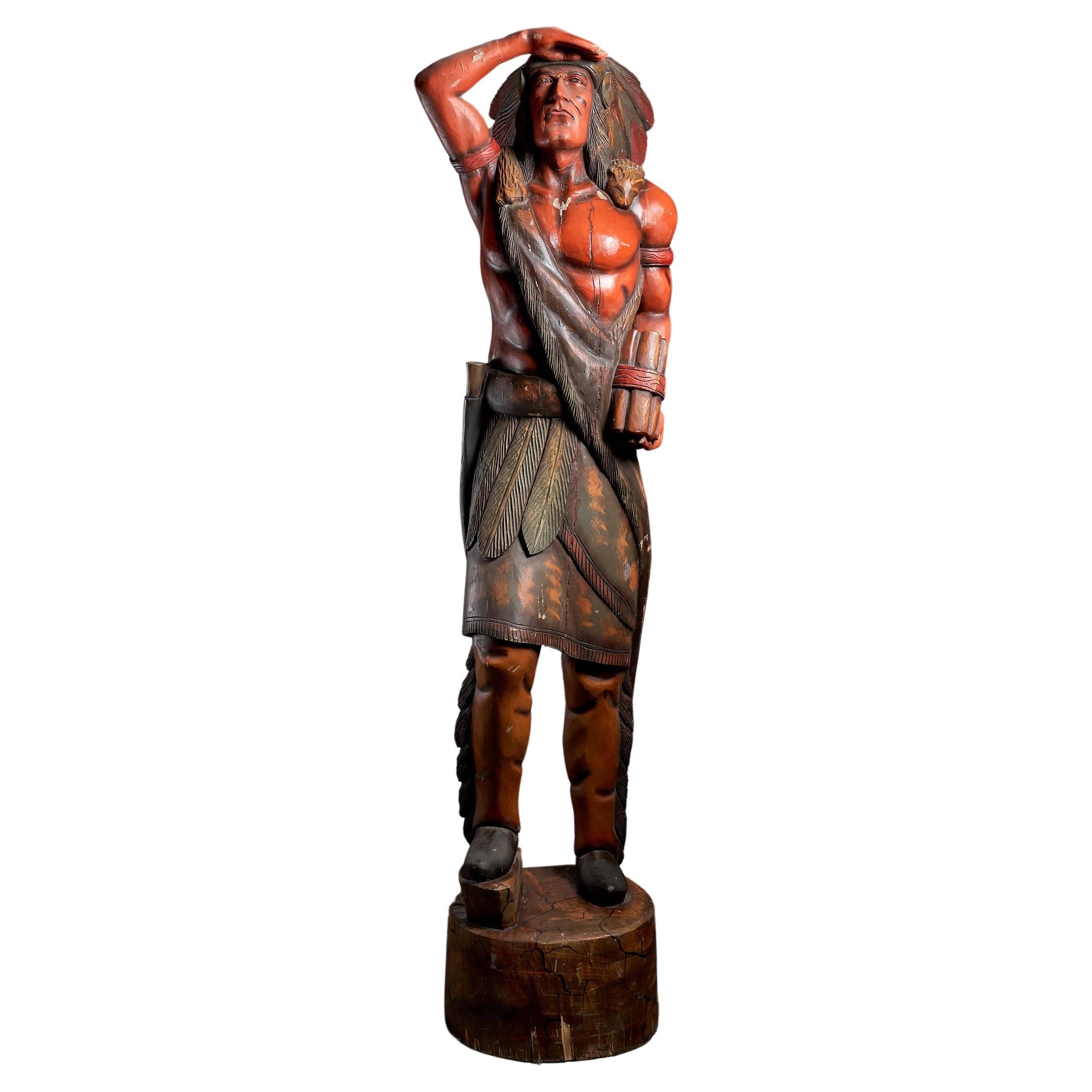 Large American Carved Cigar Store Indian Chief, 2.4 Meter Heigh For Sale