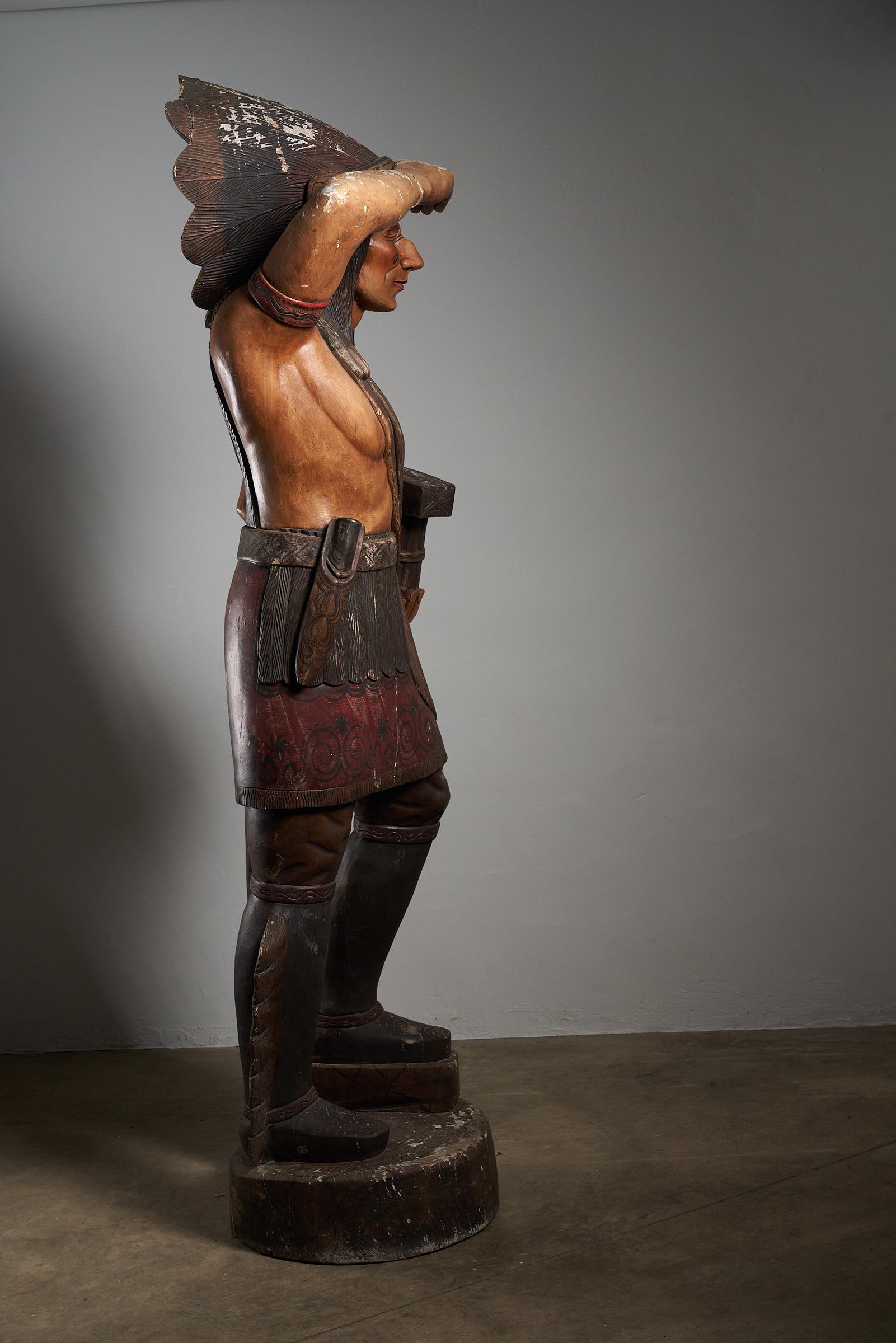 20th Century Large American Carved Cigar Store Indian Chief, 2.5 Meter Heigh For Sale