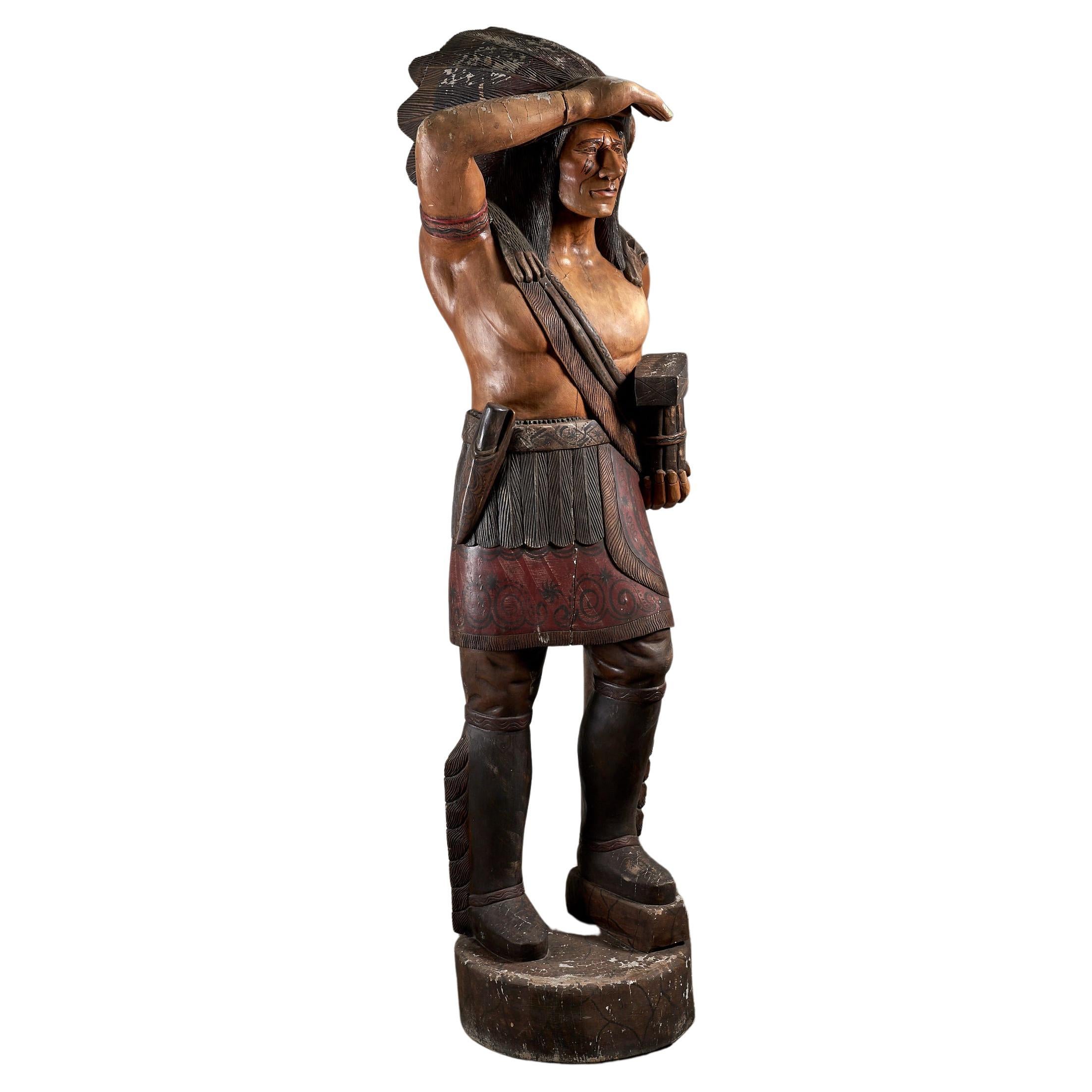 Large American Carved Cigar Store Indian Chief, 2.5 Meter Heigh