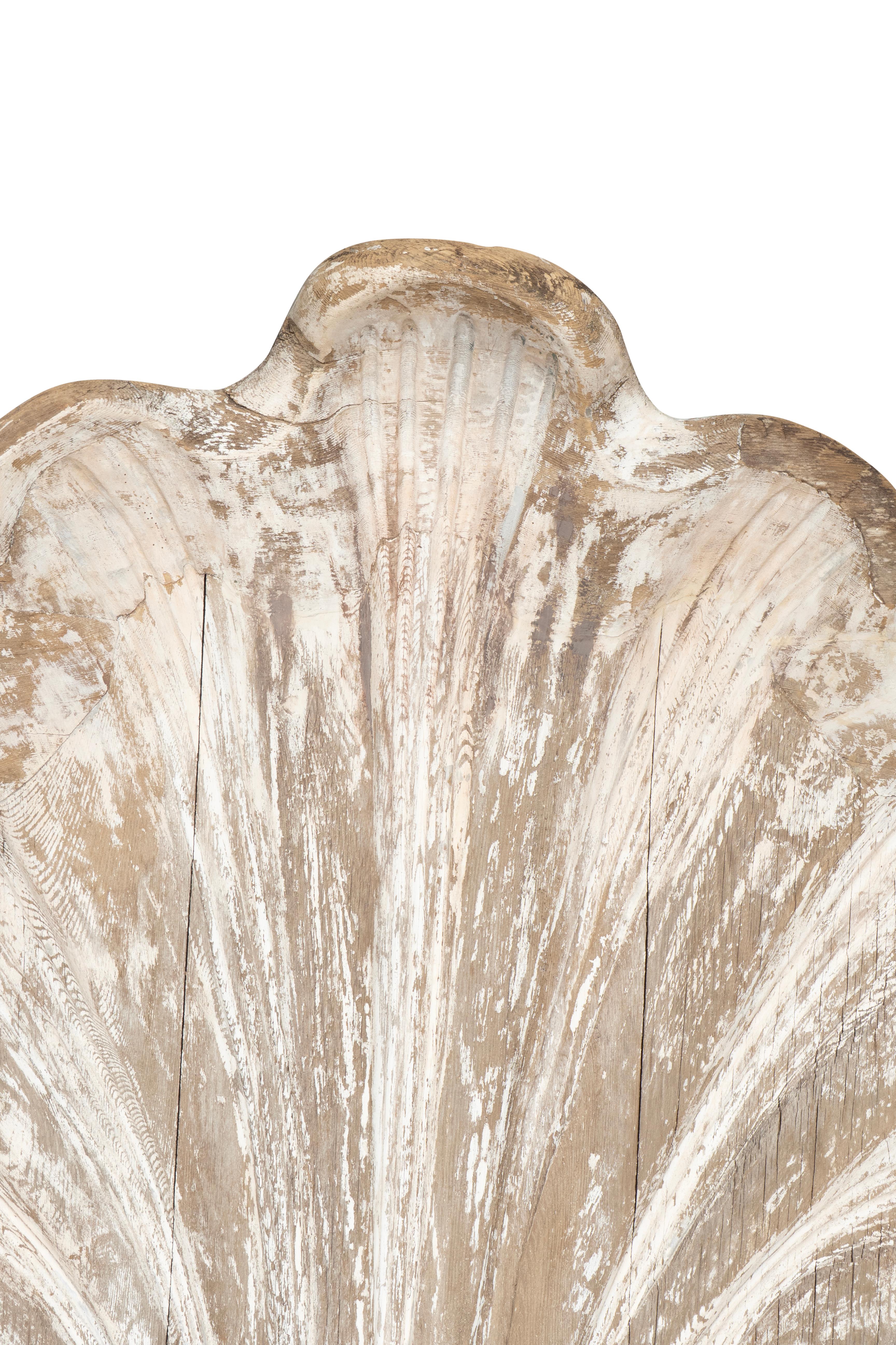 Pine Large American Carved Wood And Painted Shell For Sale