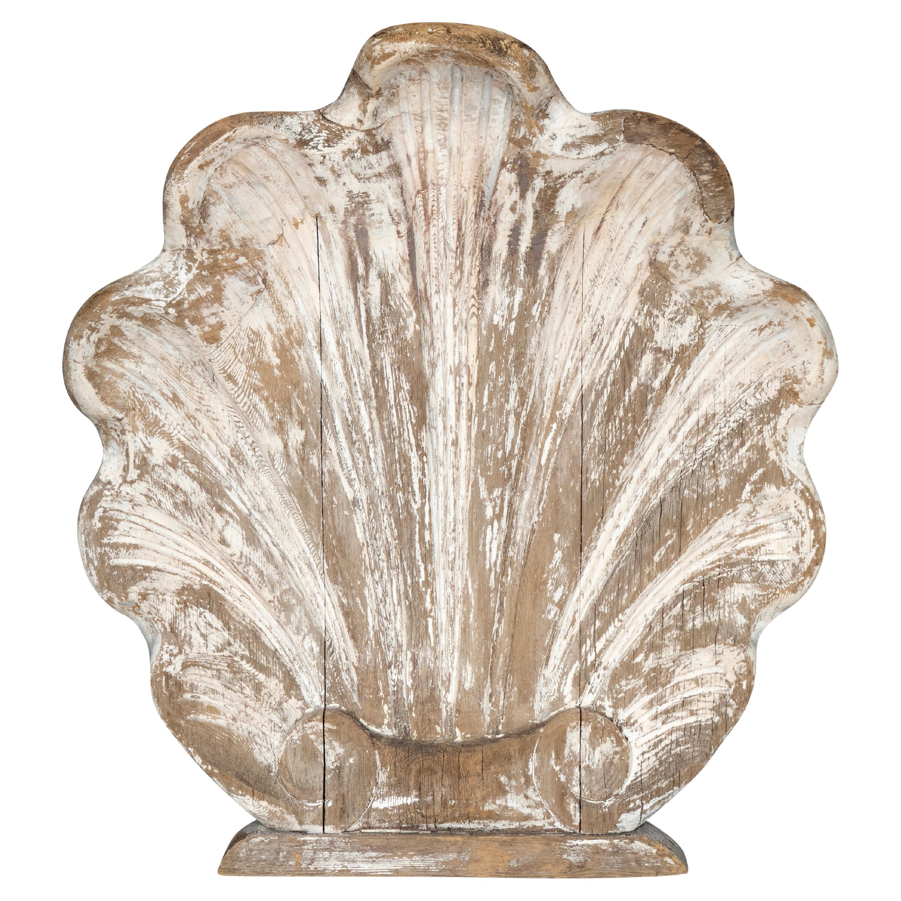 Large American Carved Wood And Painted Shell For Sale