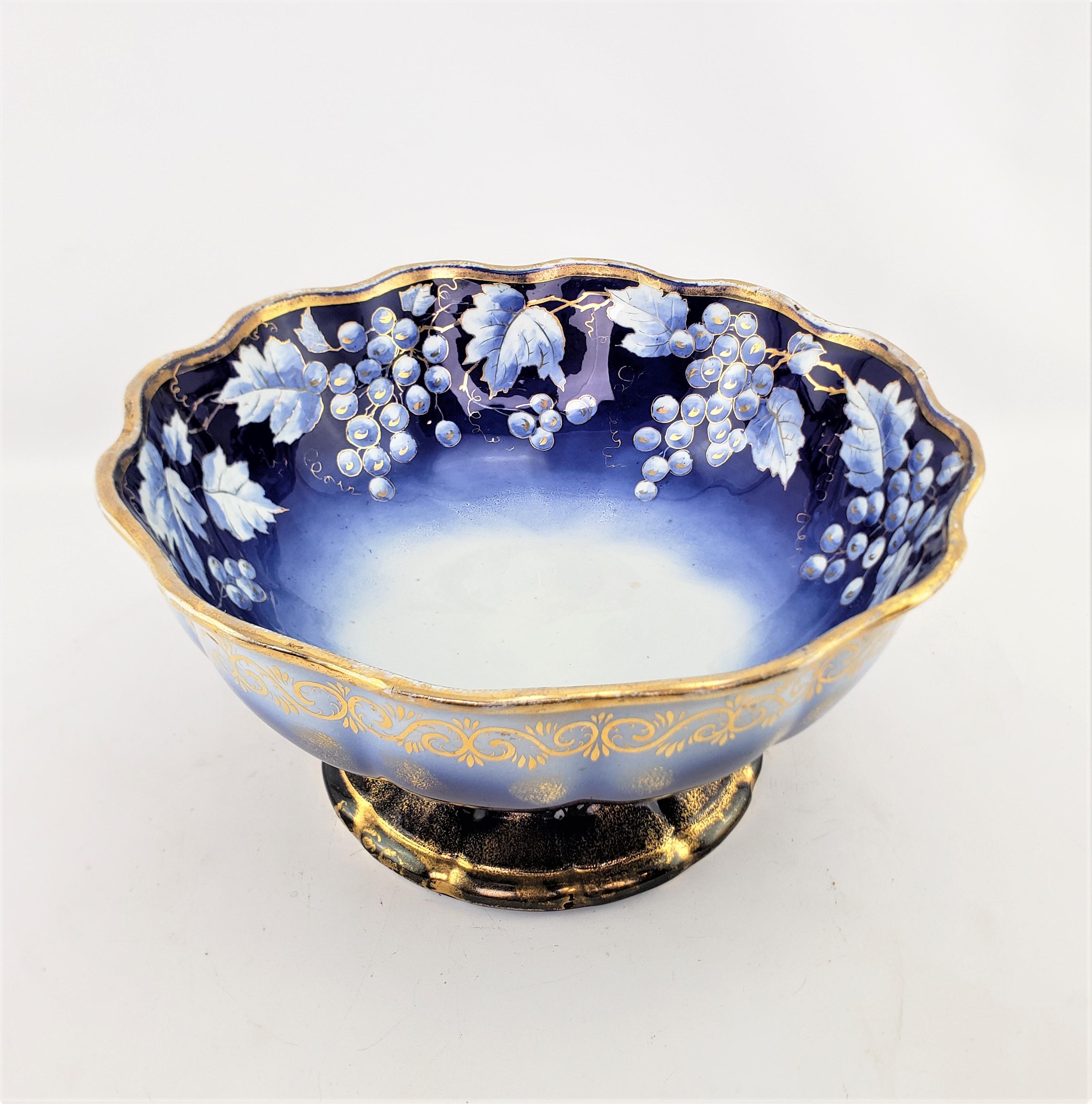 19th Century Large American China Co. Bowl with Grape and Vine Decoration & Gilt Accents For Sale