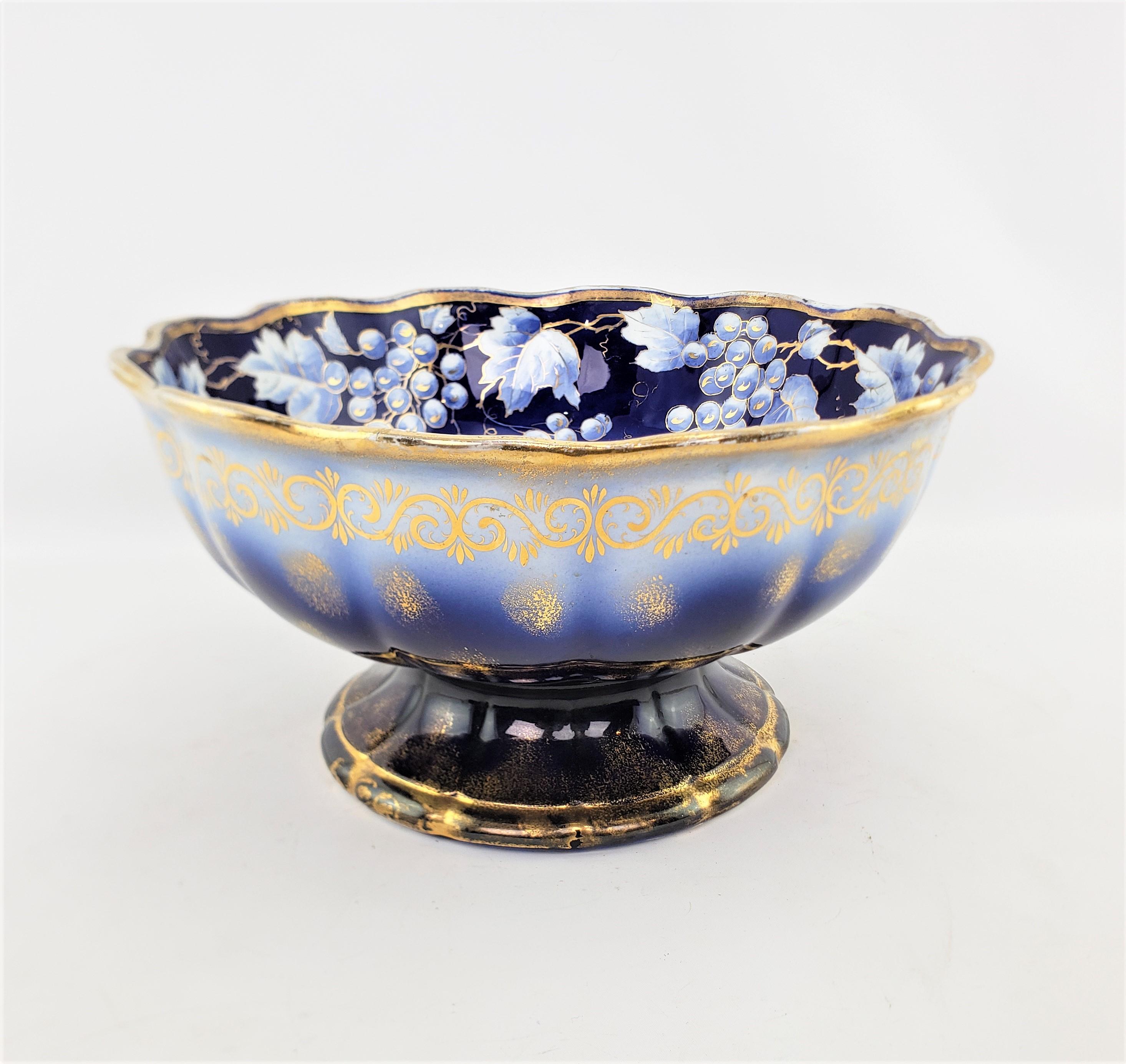 Ceramic Large American China Co. Bowl with Grape and Vine Decoration & Gilt Accents For Sale