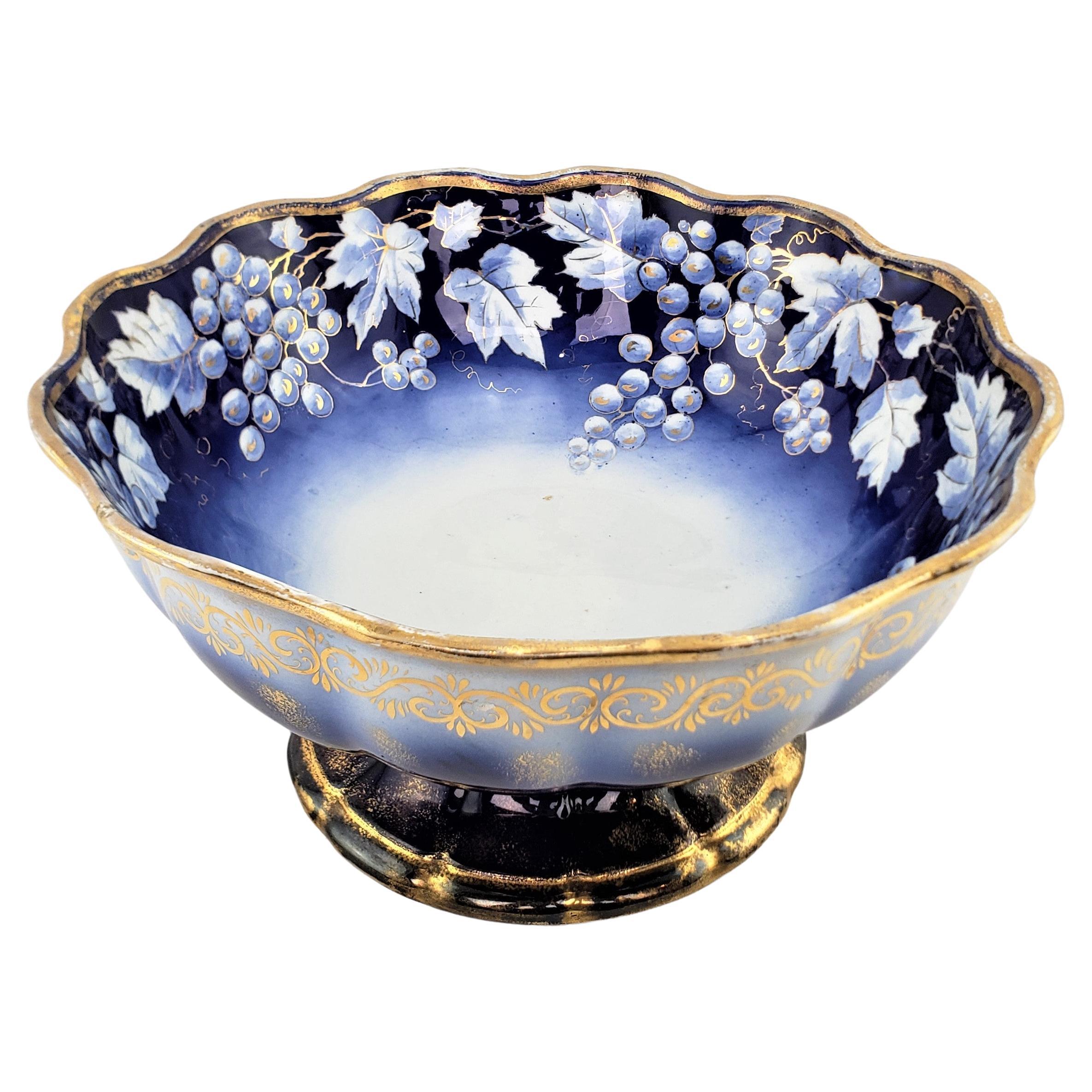 Large American China Co. Bowl with Grape and Vine Decoration & Gilt Accents For Sale