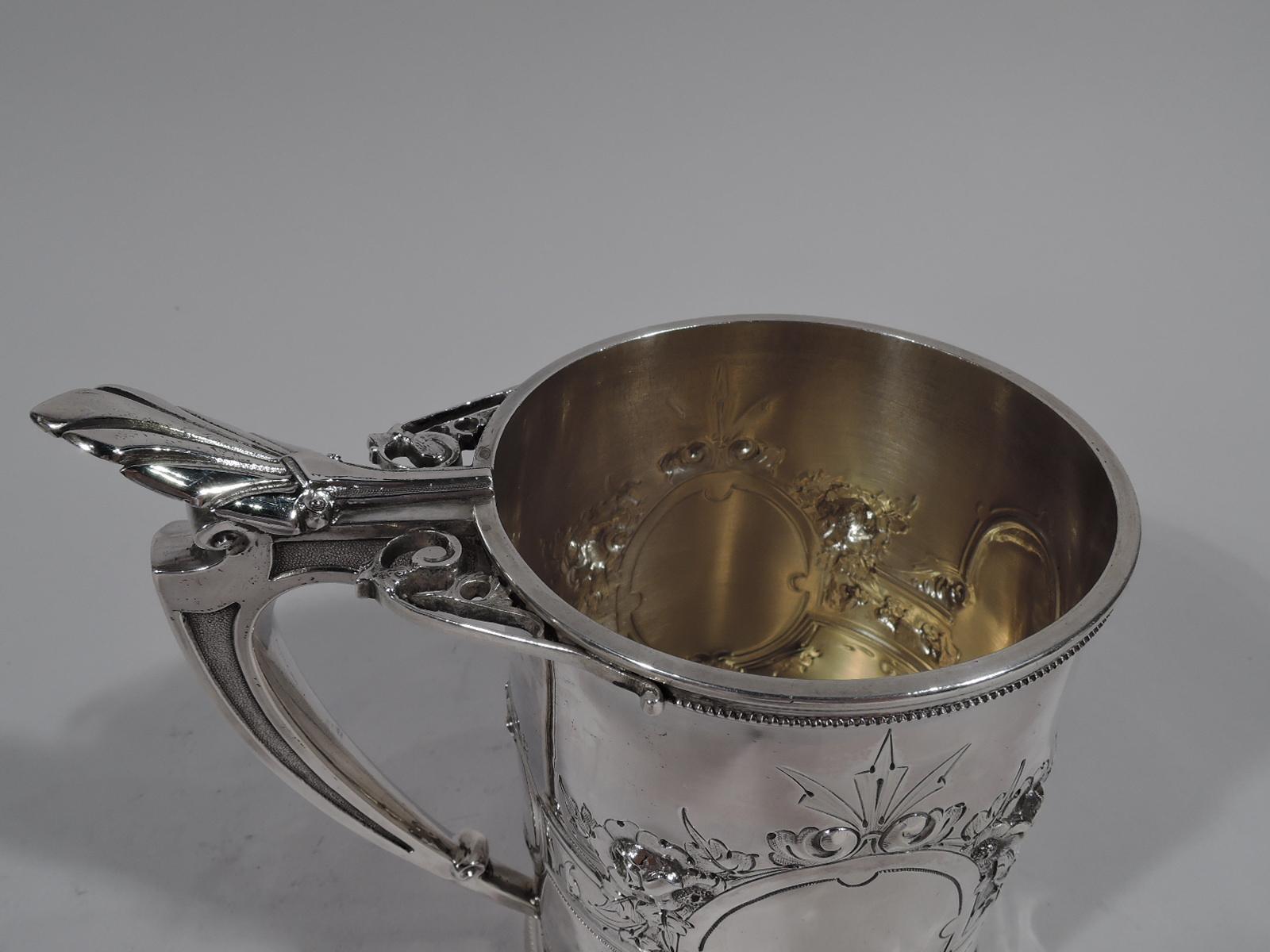19th Century Large American Classical Coin Silver Baby Cup by Wood & Hughes