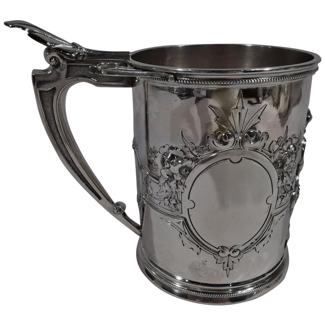 Large American Classical Coin Silver Baby Cup by Wood & Hughes