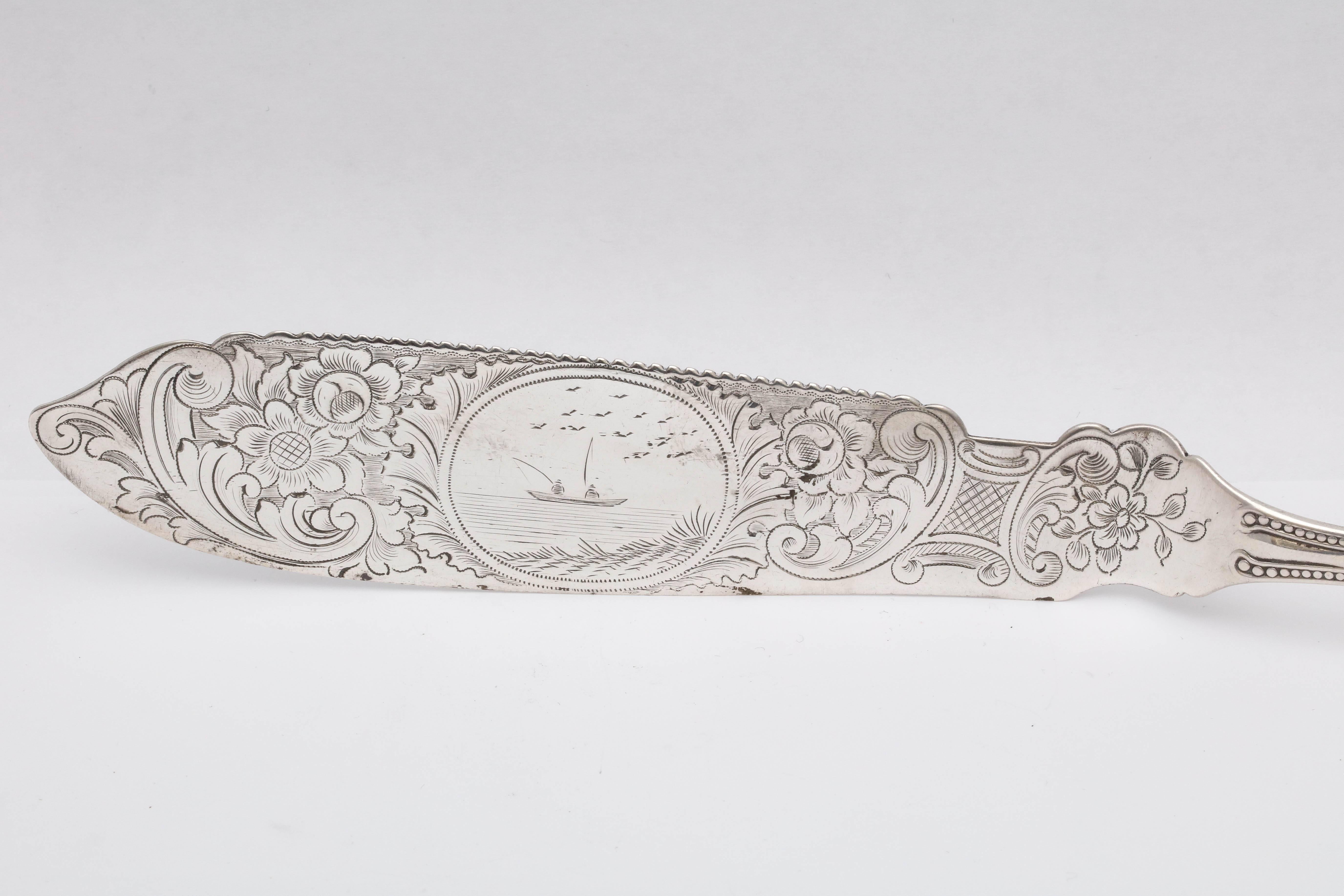 Large American Coin Silver '.900' Cake Saw/Knife In Excellent Condition For Sale In New York, NY