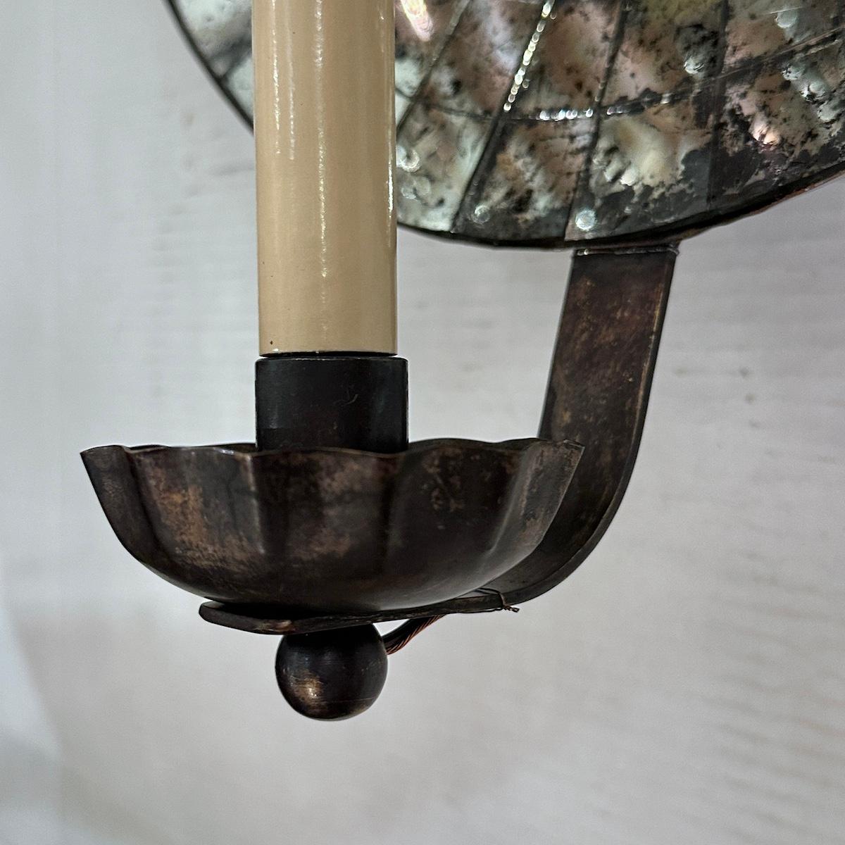 Set of 4 Large Concave Mirrored Sconces, Sold per Pair For Sale 6