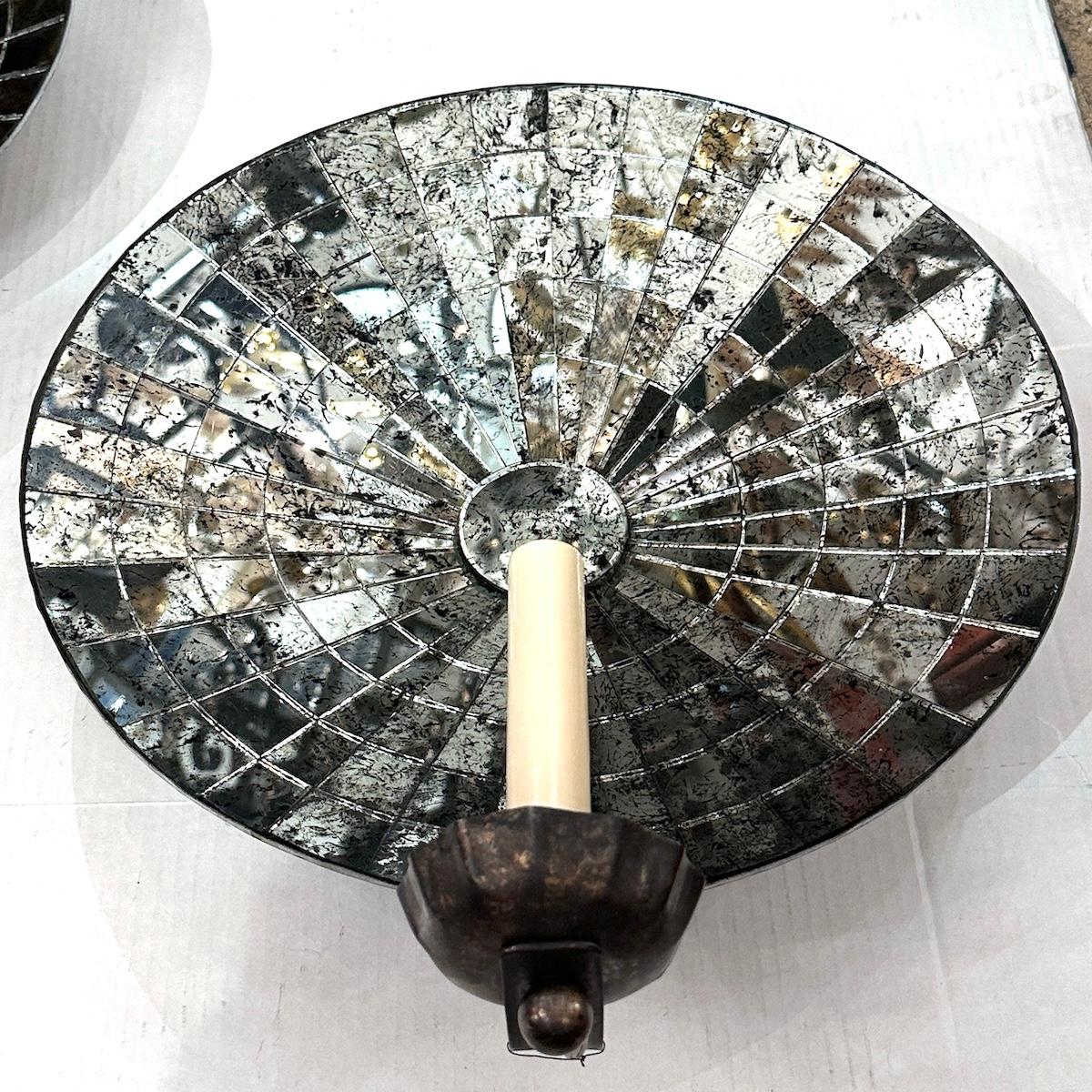 Set of 4 Large Concave Mirrored Sconces, Sold per Pair For Sale 8