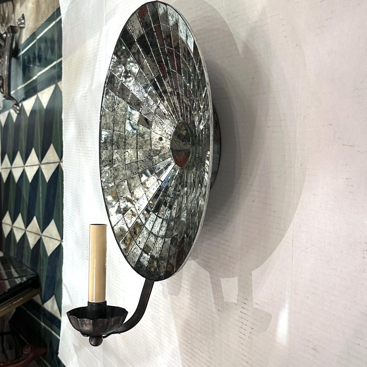 Set of 4 Large Concave Mirrored Sconces, Sold per Pair For Sale 10