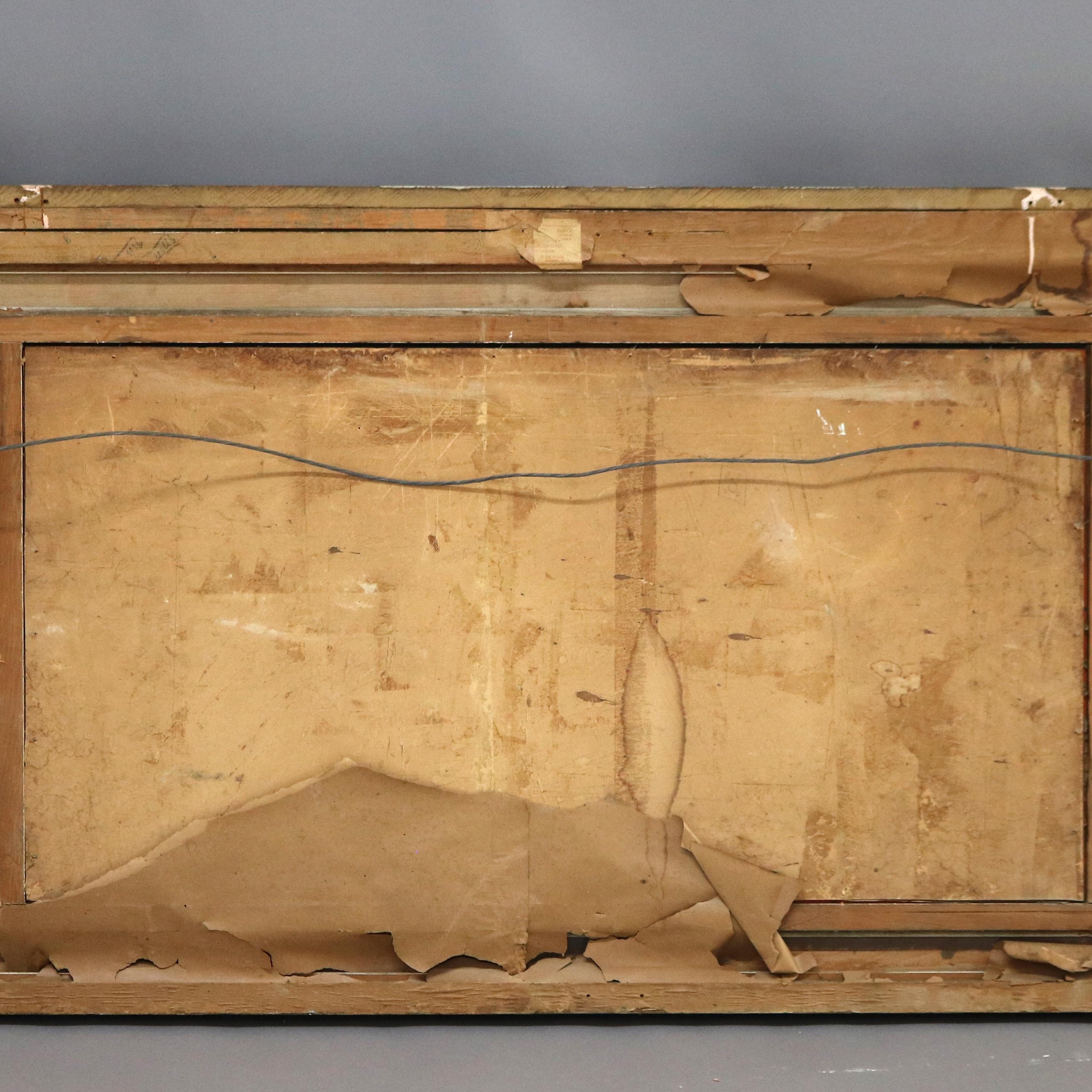 Large American Empire First Finish Giltwood Triptych Over Mantle Mirror 19thC For Sale 2