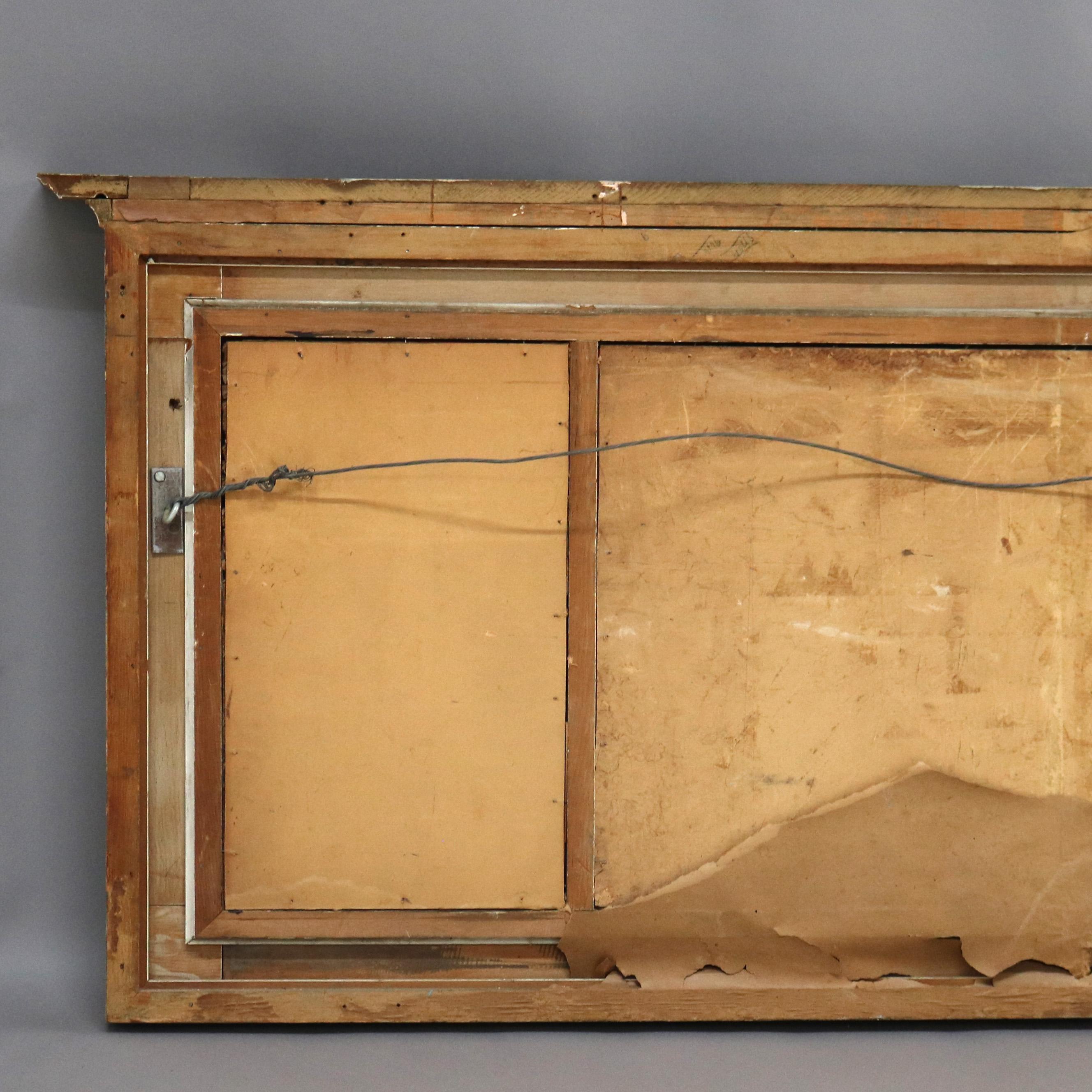 Large American Empire First Finish Giltwood Triptych Over Mantle Mirror 19thC For Sale 3