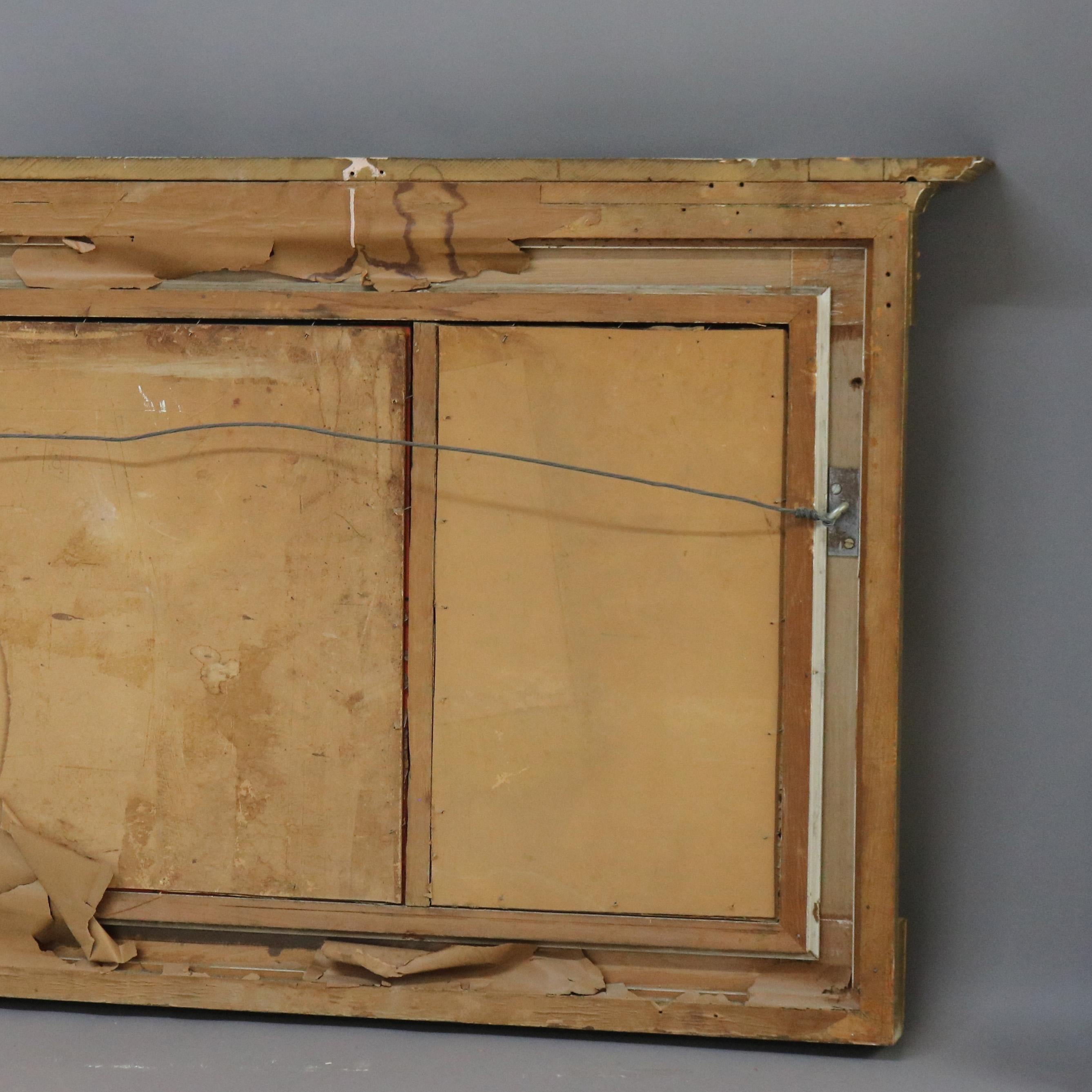 Large American Empire First Finish Giltwood Triptych Over Mantle Mirror 19thC For Sale 4