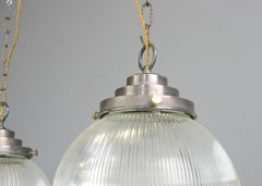 Large American Holophane Pendant Lights, circa 1920s