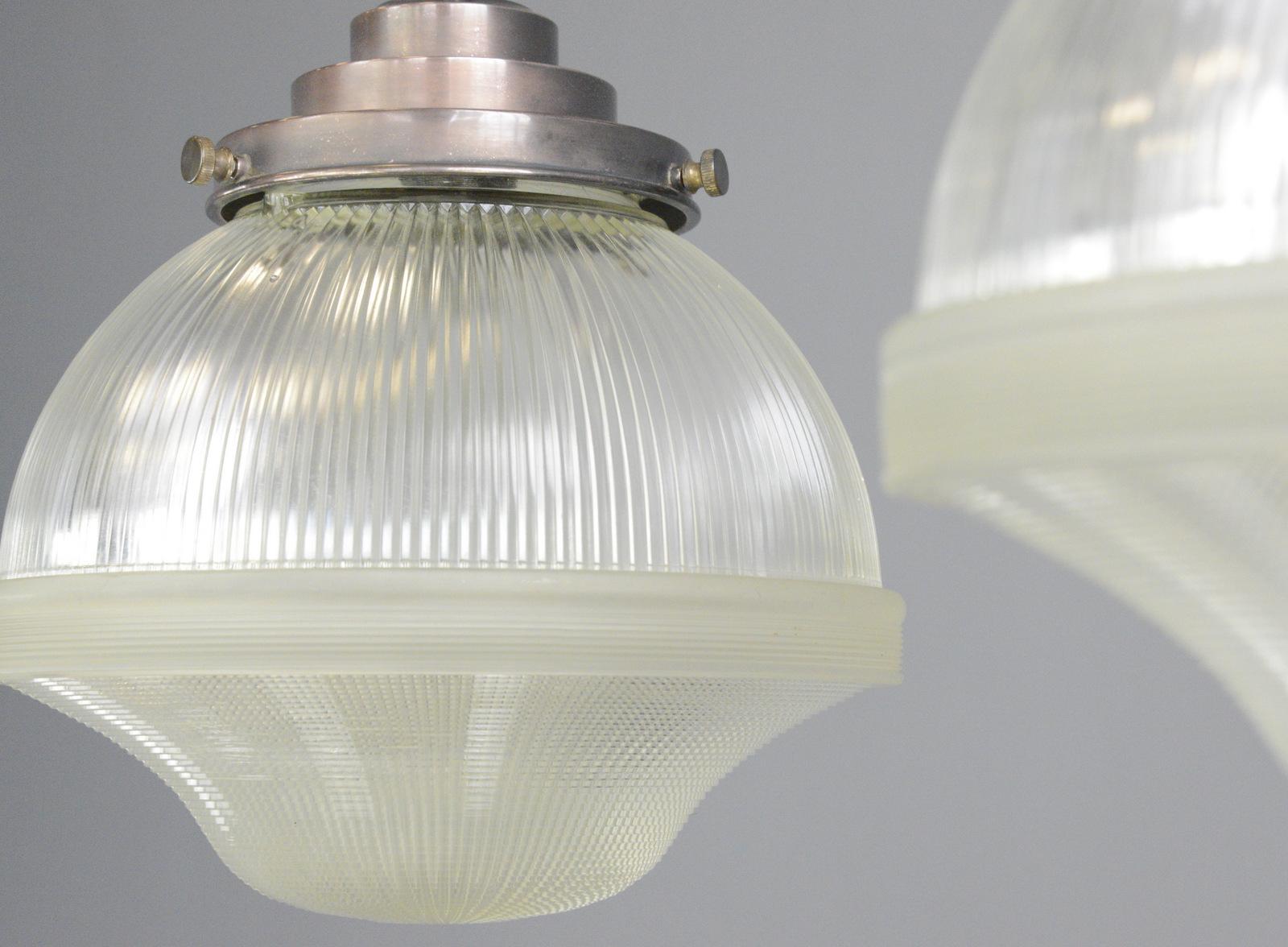 Large American Holophane Pendant Lights, circa 1920s In Good Condition In Gloucester, GB