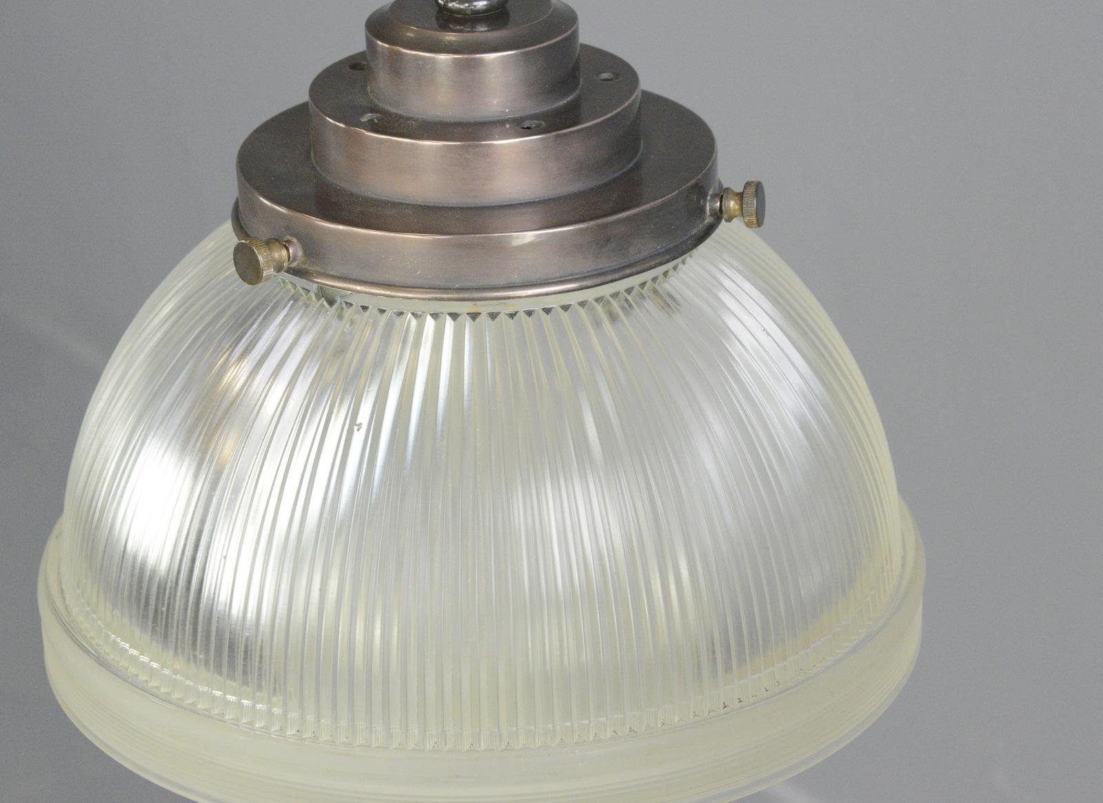 Large American Holophane Pendant Lights, circa 1920s 1