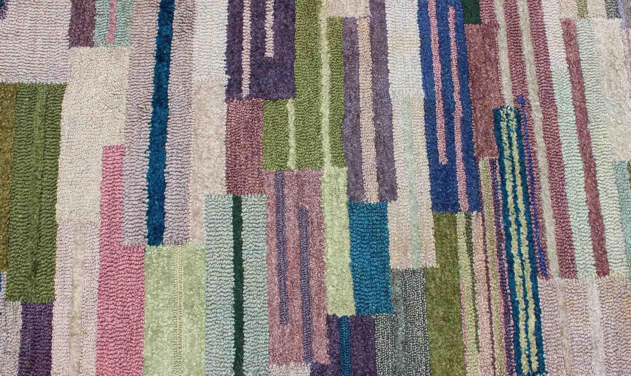 Large American Hooked Rug by George Wells with a Modern Design and Modern Colors For Sale 2