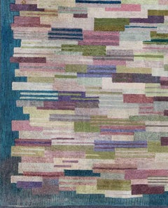 Large American Hooked Rug by George Wells with a Modern Design and Modern Colors