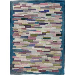 Large American Hooked Rug by George Wells with a Modern Design and Modern Colors