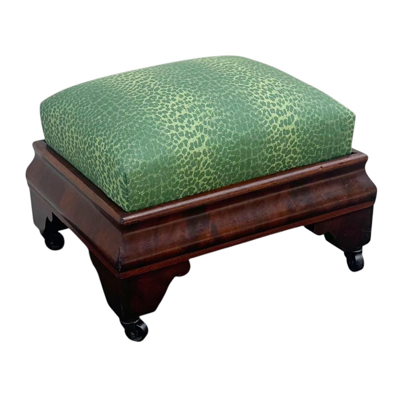 Large American Mahogany Veneer Stool on Celluloid Rollers, Circa 1840 For Sale 4