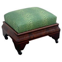 Used Large American Mahogany Veneer Stool on Celluloid Rollers, Circa 1840