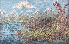 Micromosaico americano di grandi dimensioni Paesaggio dell'Alaska, con alce