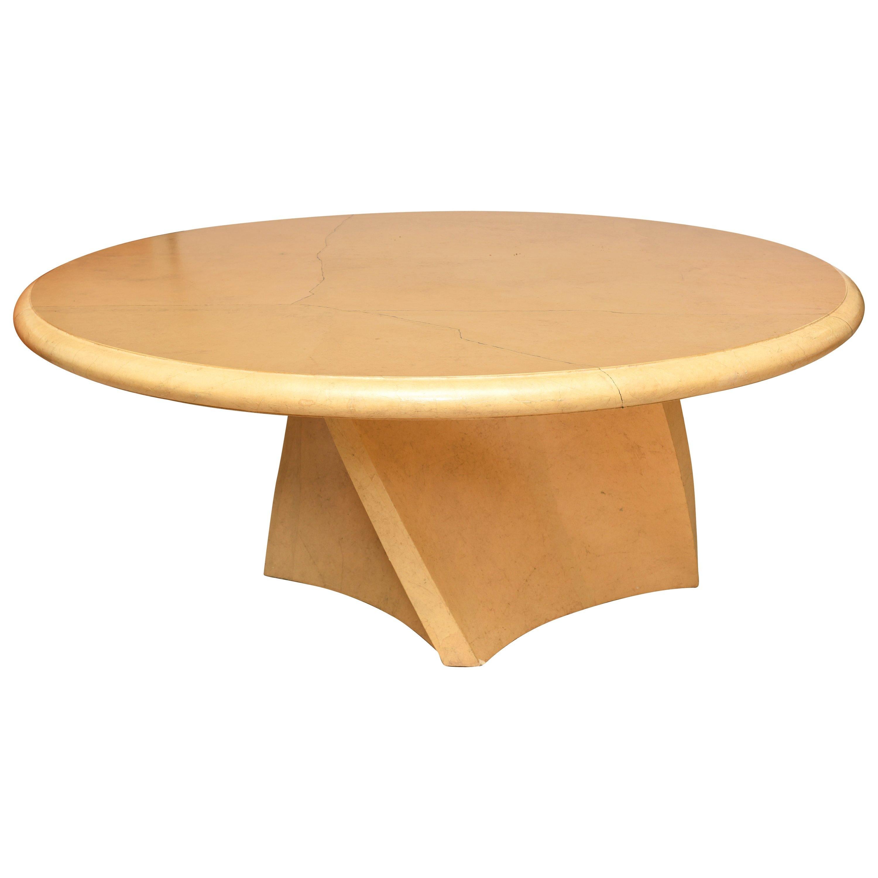Large American Modern Circular "Goatskin" Dining Table in Karl Springer Style For Sale