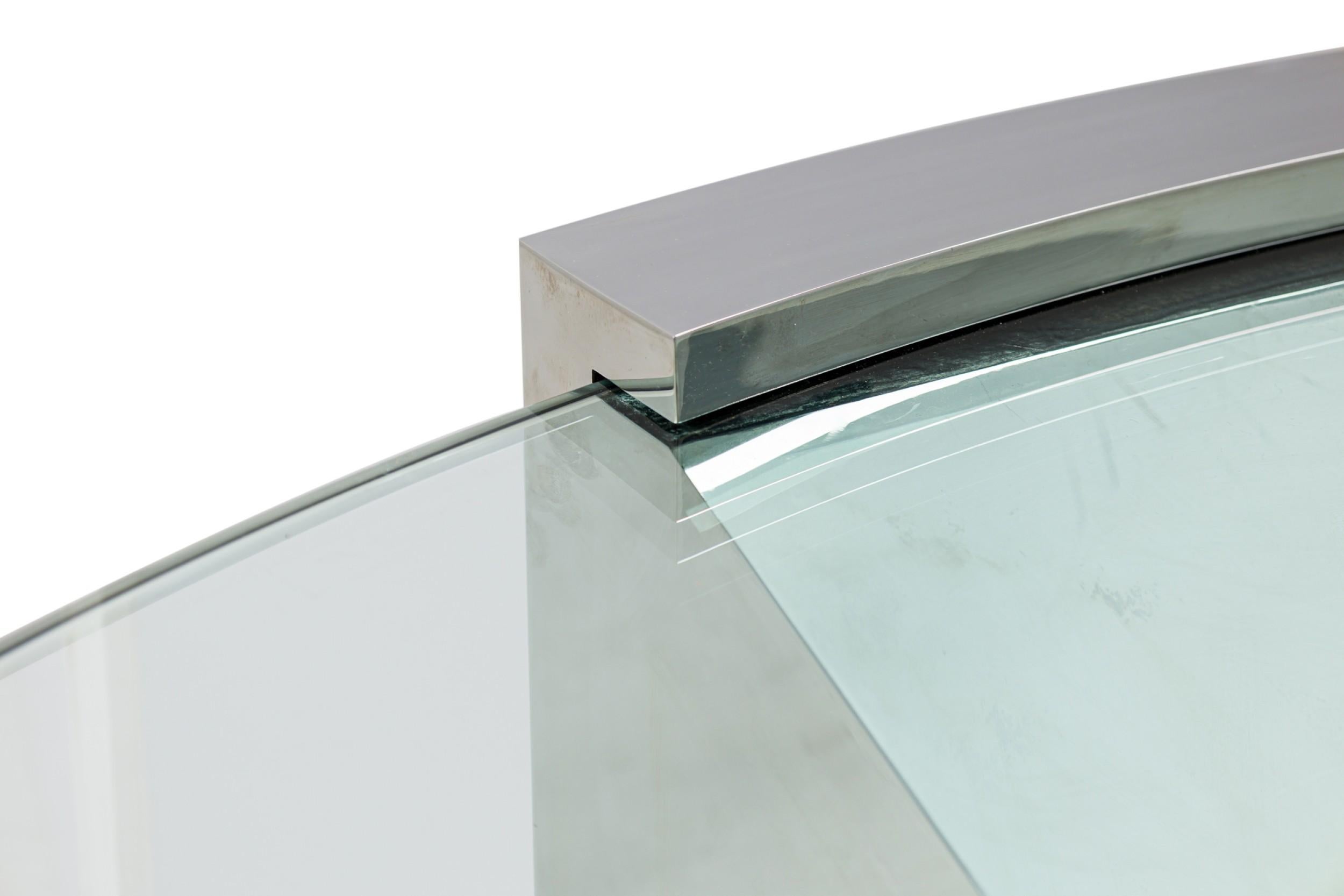 Large American Modern Polished Brass, Chrome and Stainless Low Table, Ron Seff For Sale 1