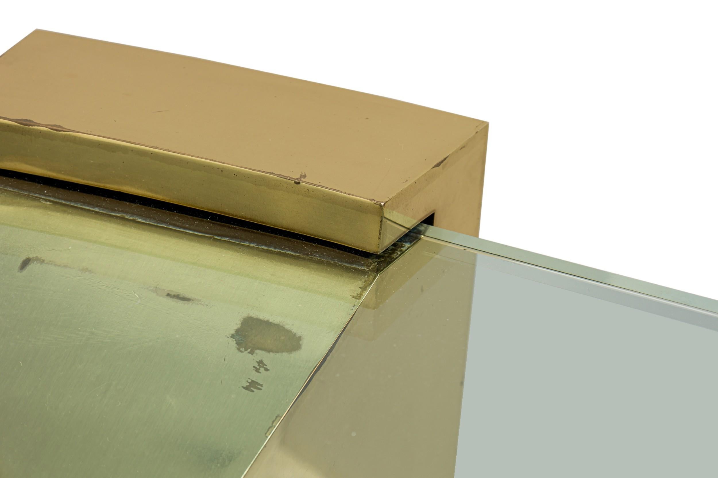 Large American Modern Polished Brass, Chrome and Stainless Low Table, Ron Seff For Sale 3