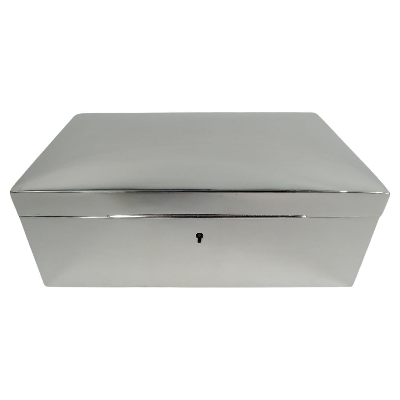 Large American Modern Sterling Silver Cigar Box