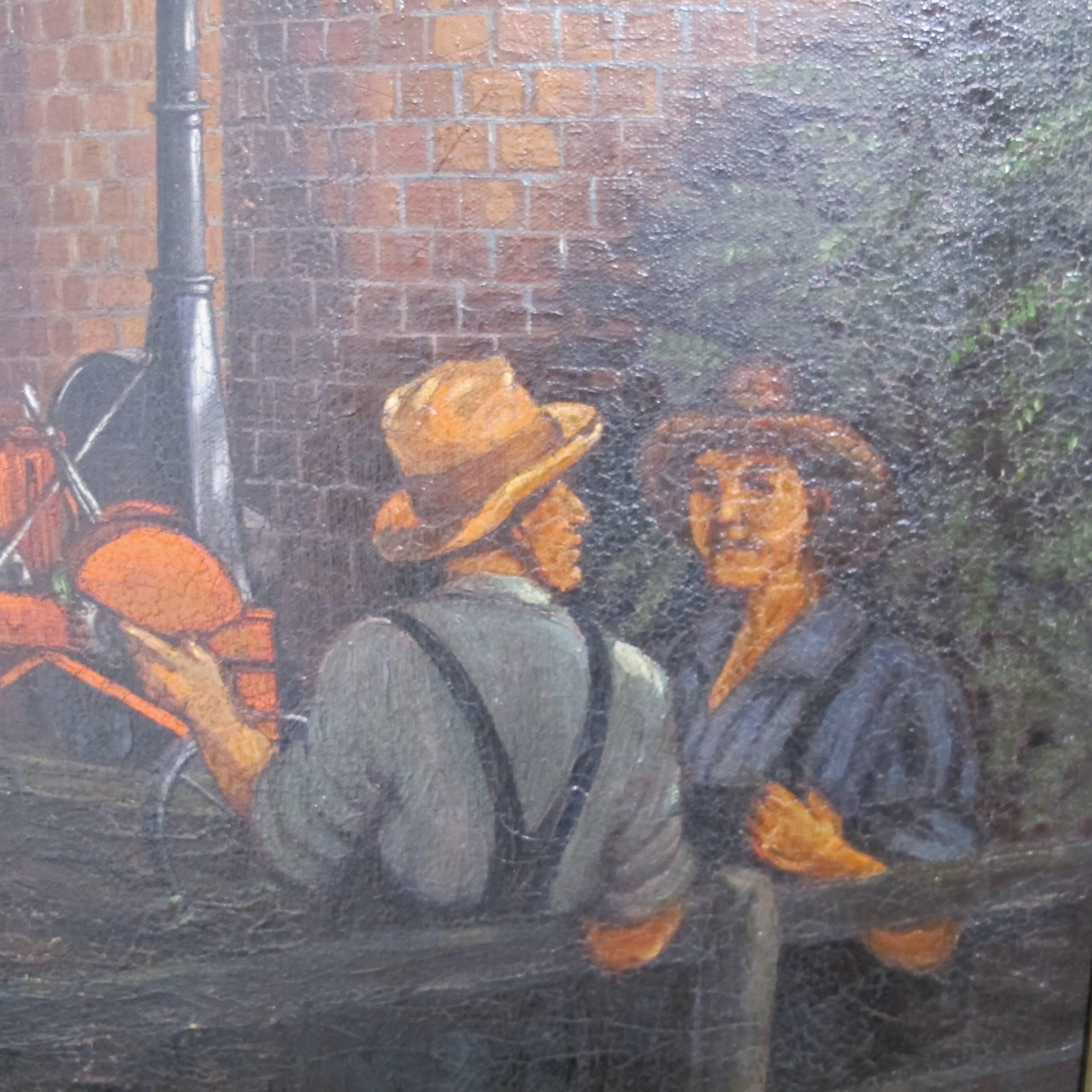 20ième siècle Grande peinture américaine d'une scène de ferme pastorale en vente