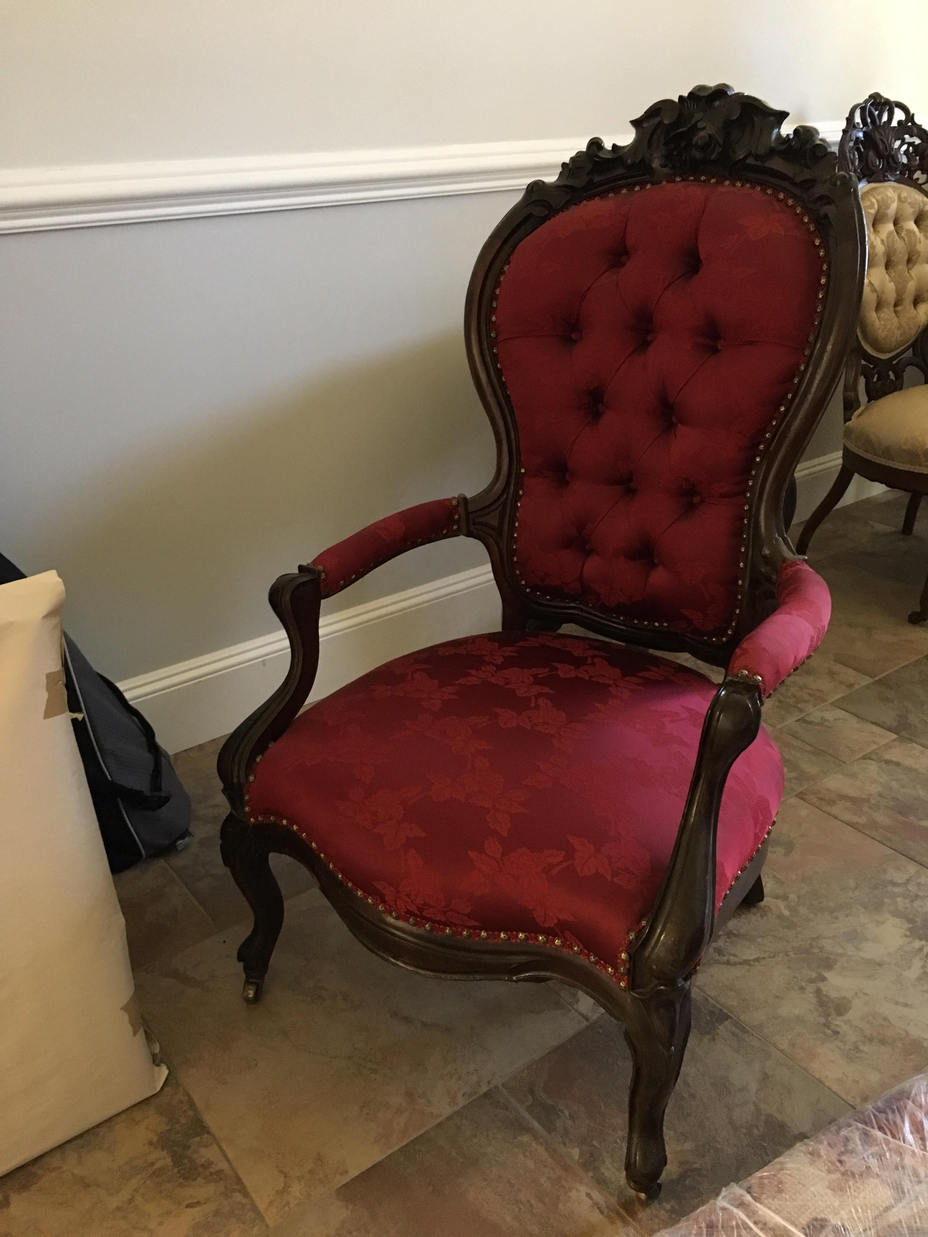 Large American Rococo Revival Rosewood Parlor Armchair, Mid-19th Century 3