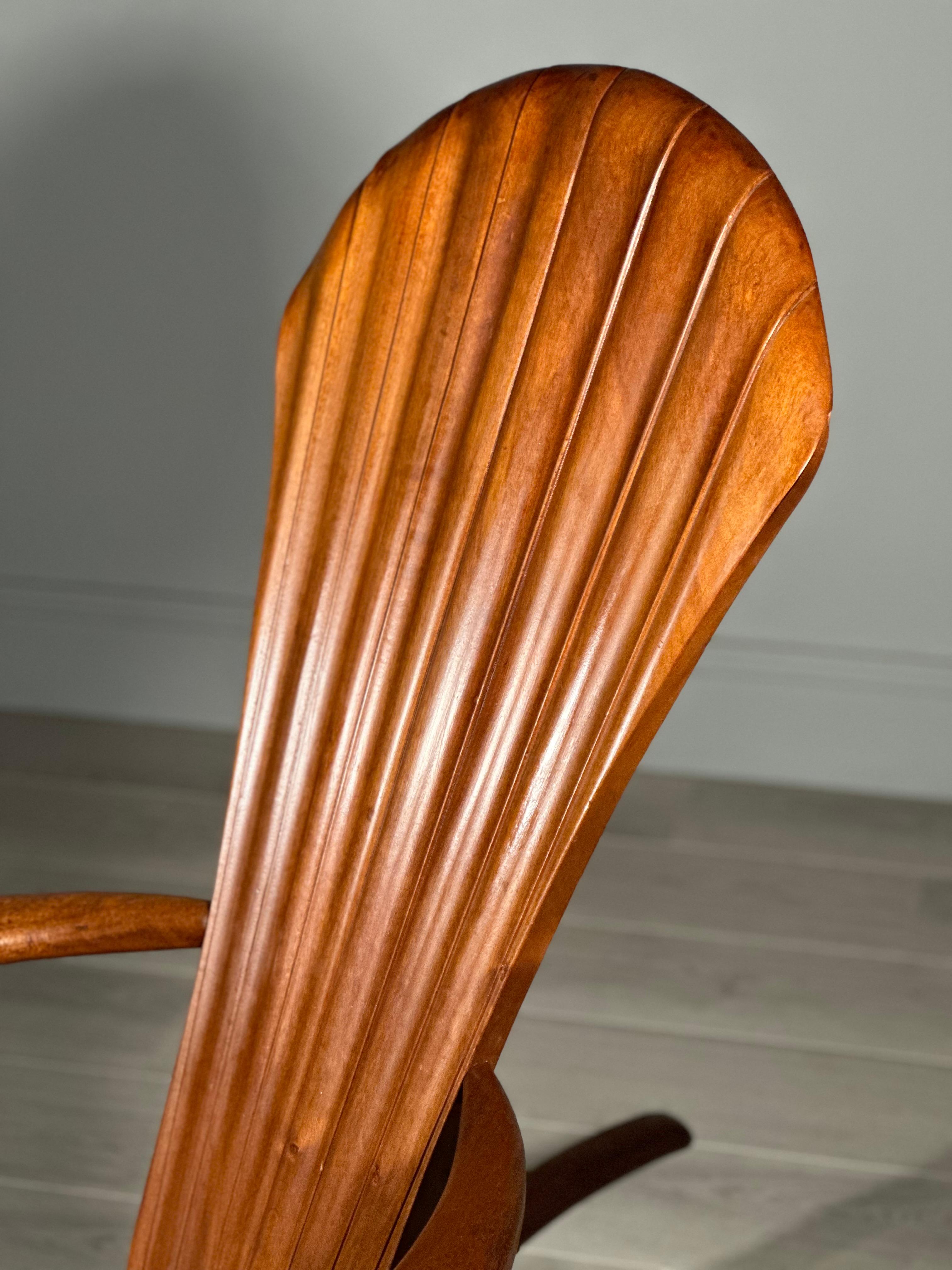 American Classical Large American Shell Back Rocking Chair C.1950 For Sale